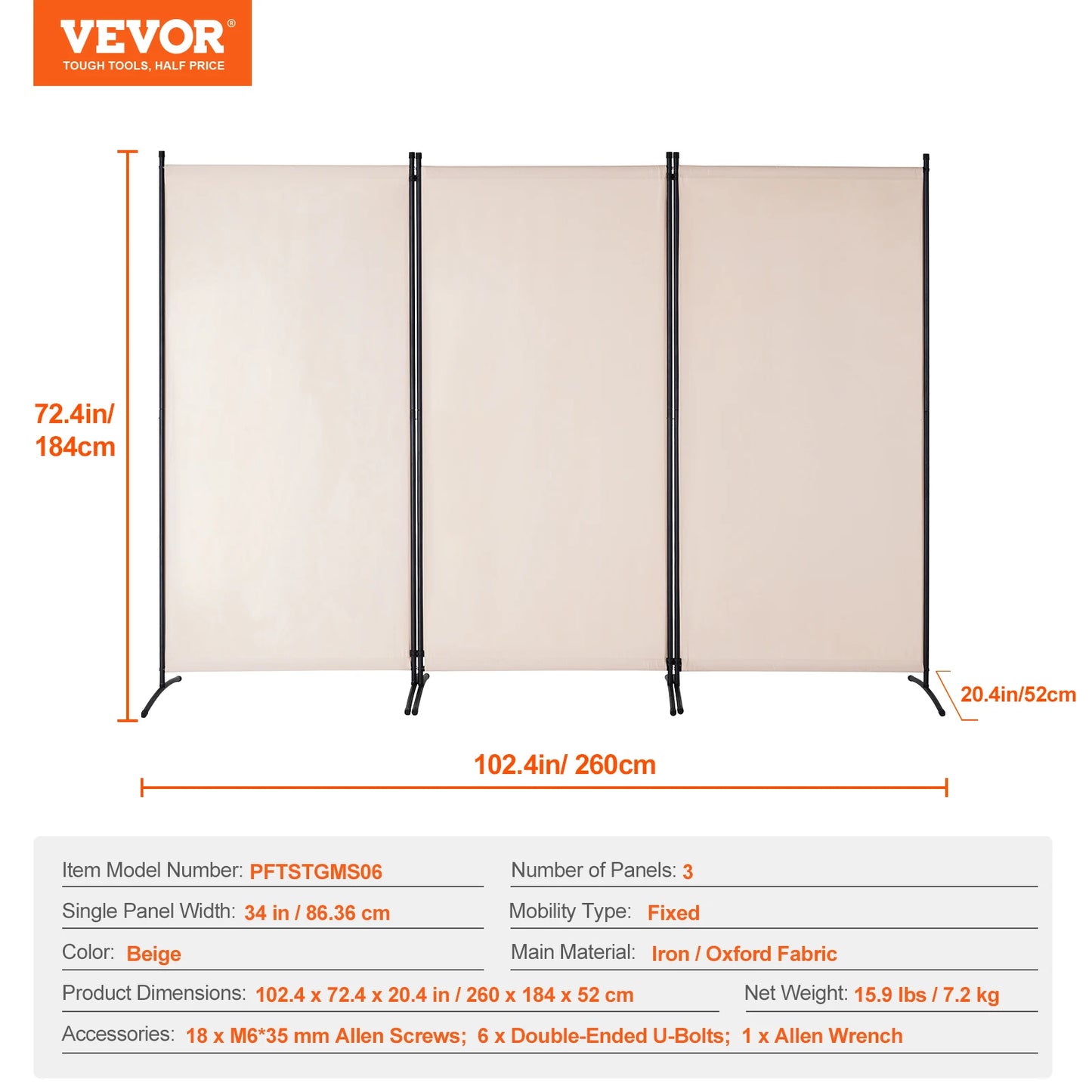 Compact Folding Room Divider Privacy Screen