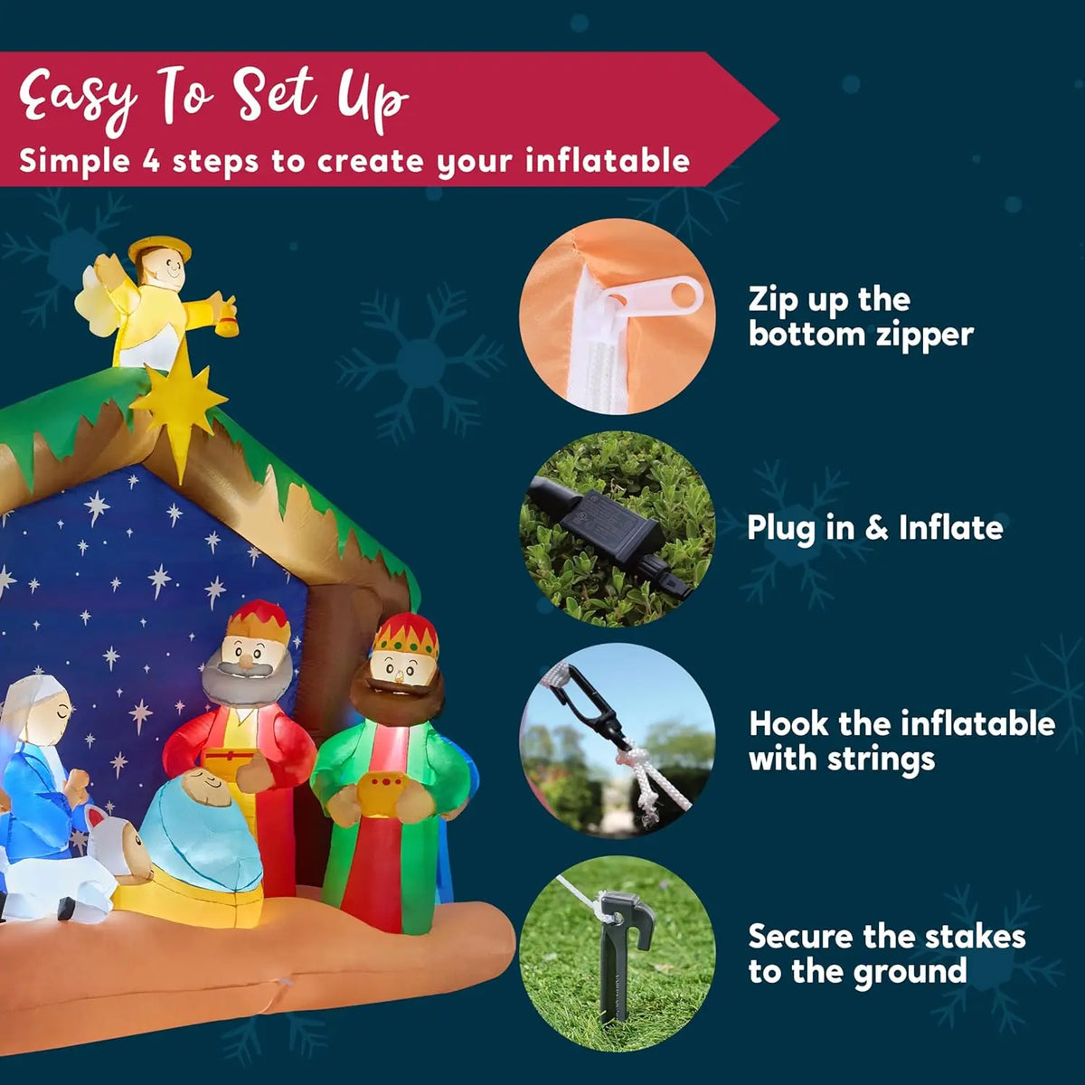 Joyfy Lighted Christmas Nativity Scene Inflatable