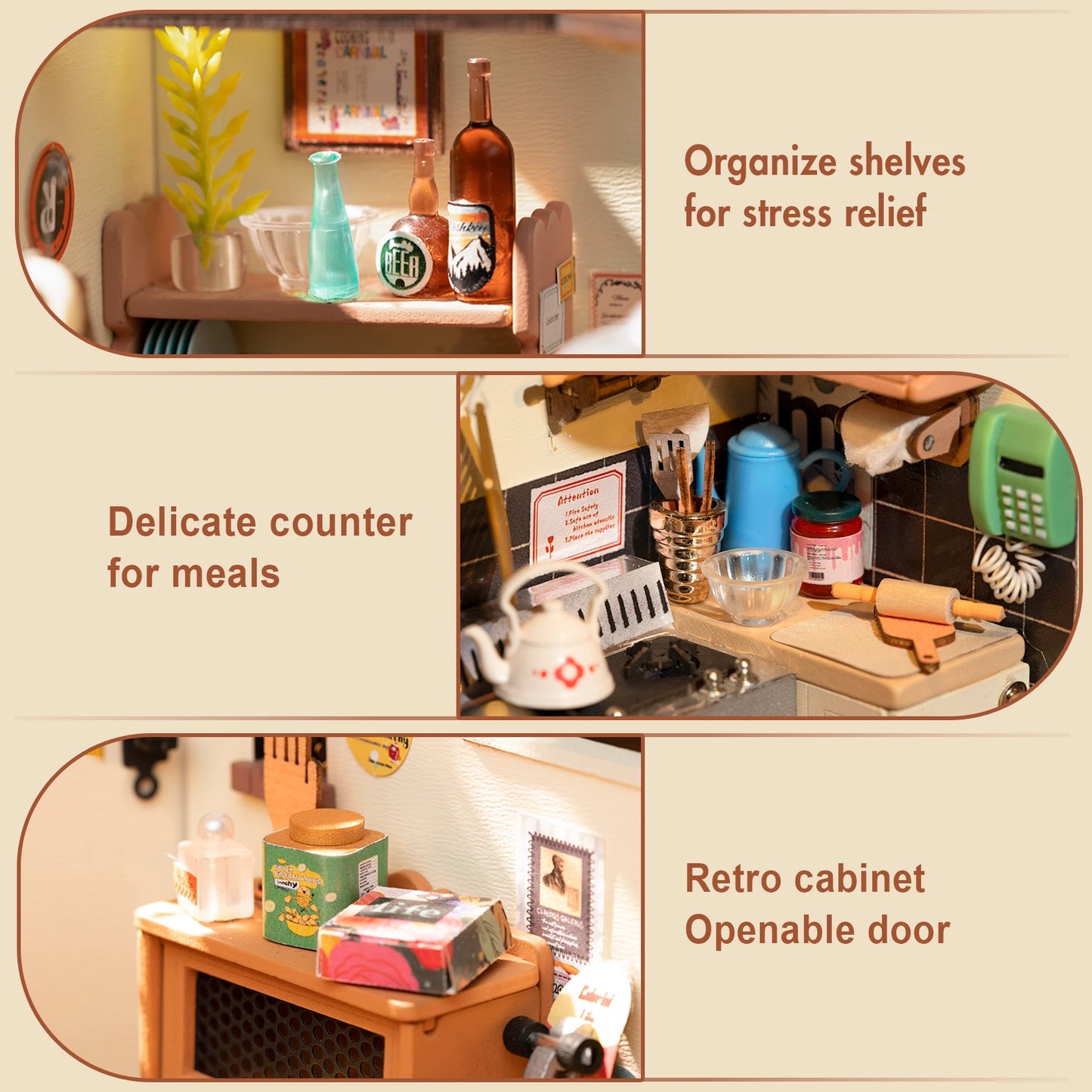 Rolife Cozy Kitchen DIY Wooden Miniature House Kit
