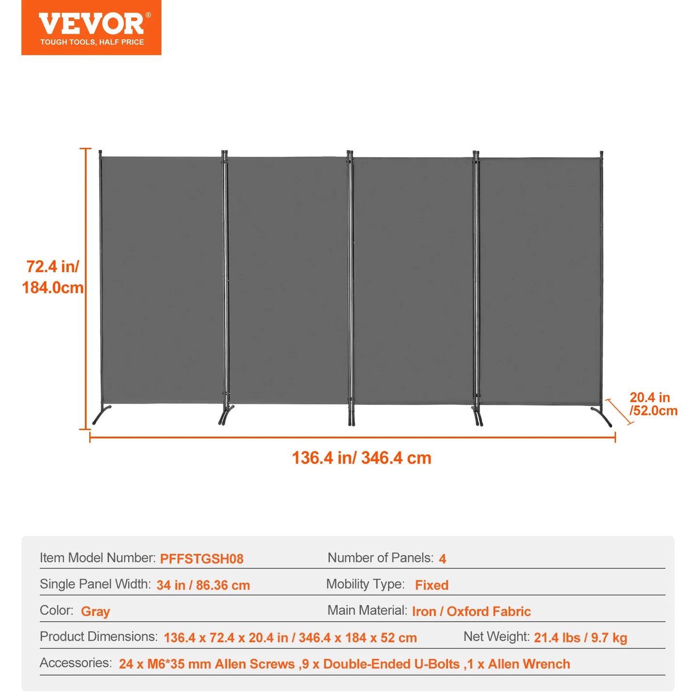 Compact Folding Room Divider Privacy Screen