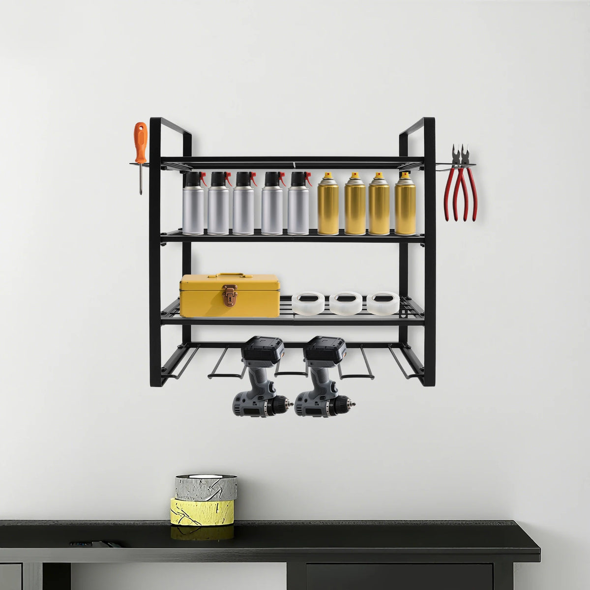 Wall Mounted Carbon Steel Tool Organizer Rack