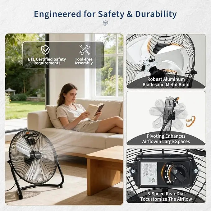 Acekool Heavy Duty High Velocity Industrial Floor Fan