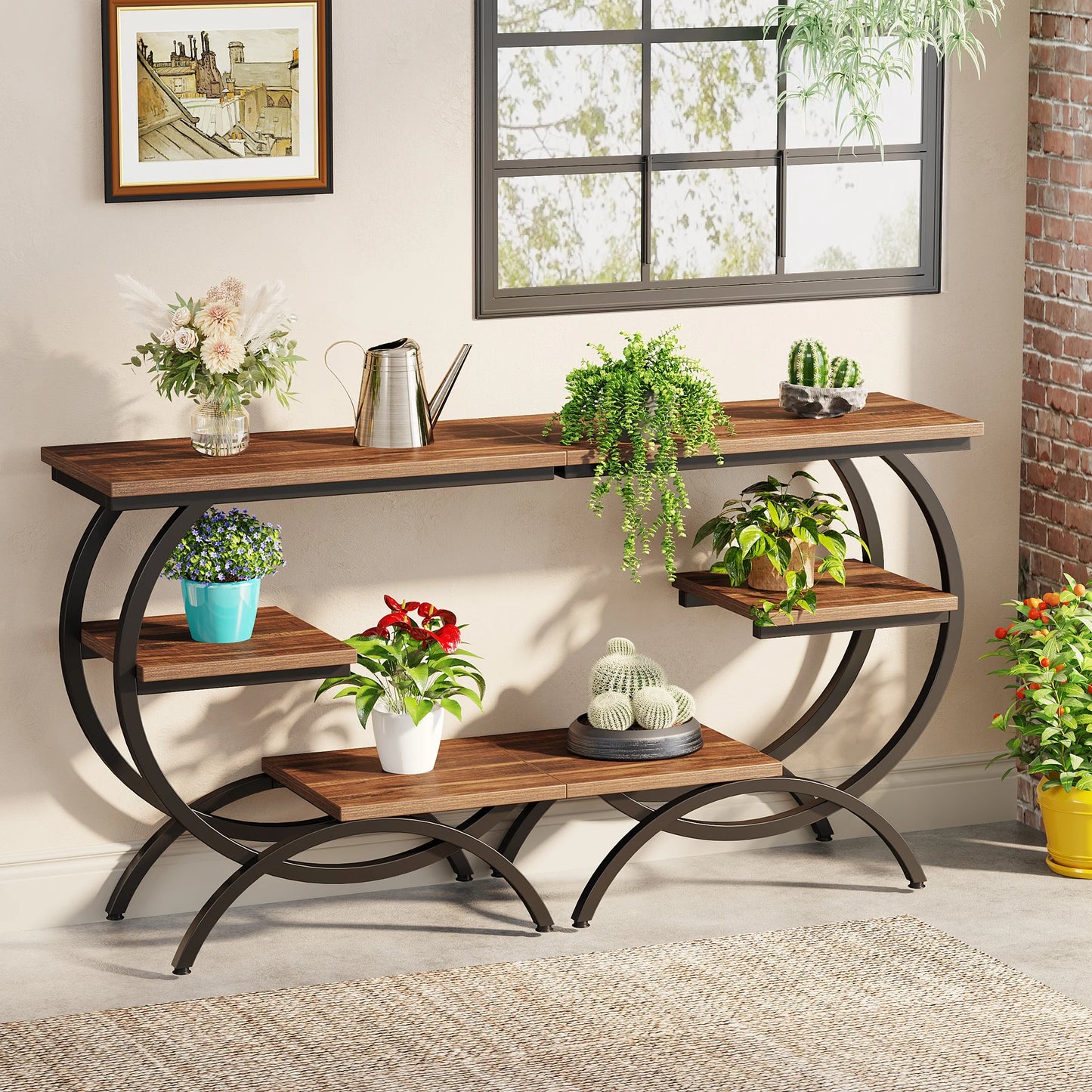 Tribesigns C-Shaped End Table With Storage Shelves