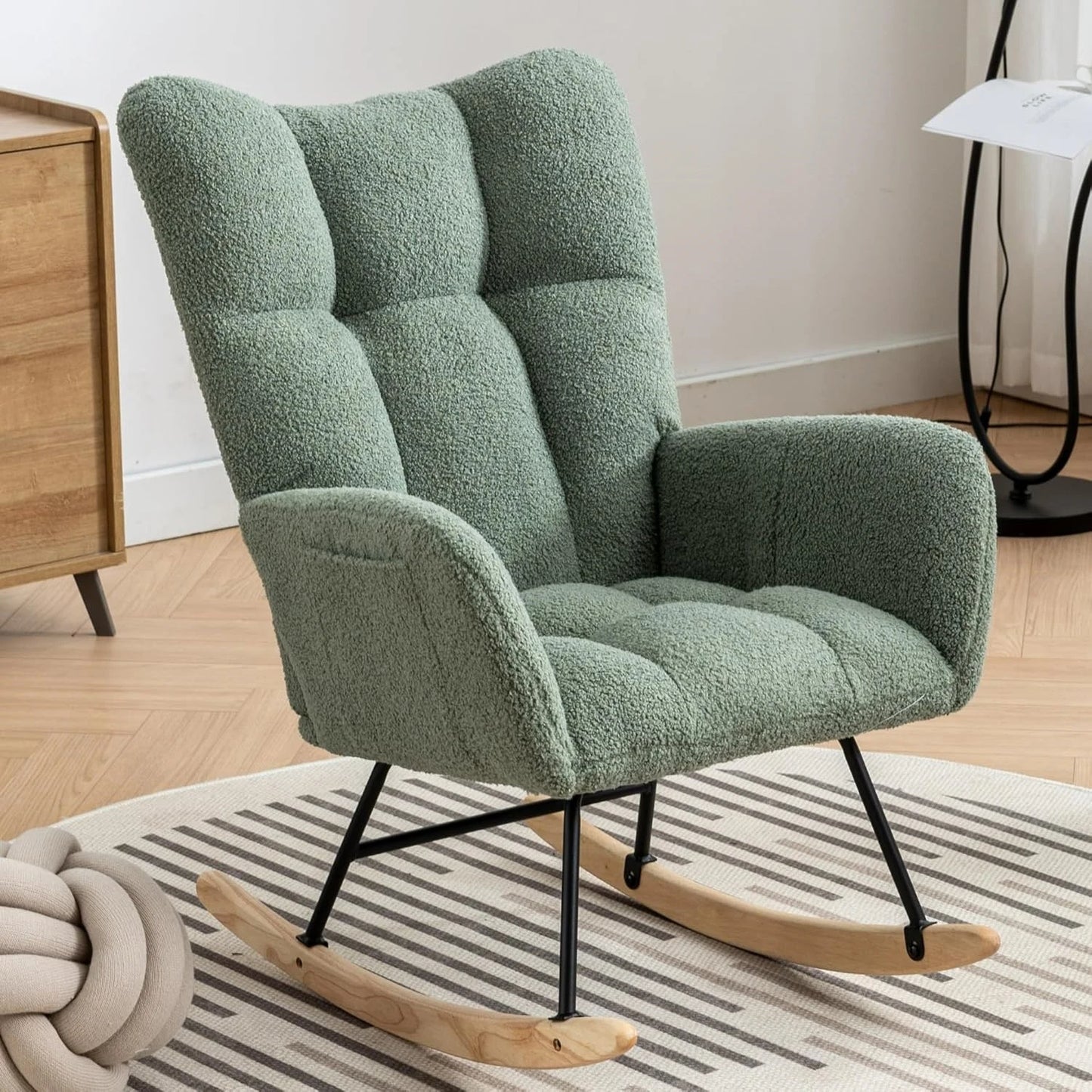 Studyset Modern Upholstered Nursery Rocking Chair Pocket