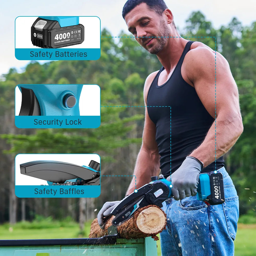Seesii Cordless Mini Chainsaw Electric Garden Pruner