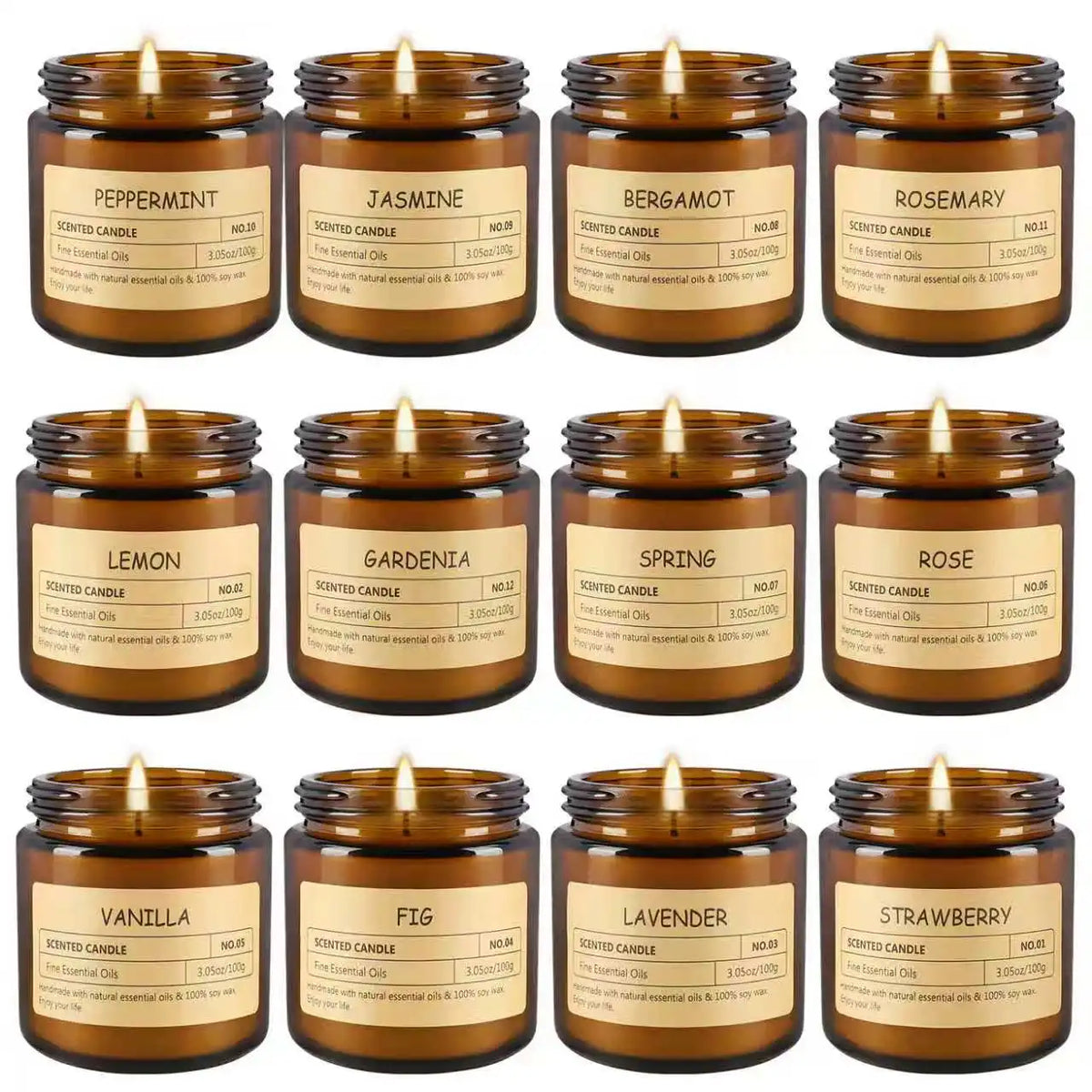 12 Scented Candles (6.4 cm × 6 cm) - 3.5 oz Scented Candles. A Delicate Gift Box Set, Made with Soy Wax and Essential Oils. It Is an Ideal Gift for Women, Teachers, Mothers, Family Members, Friends and Colleagues During Hall