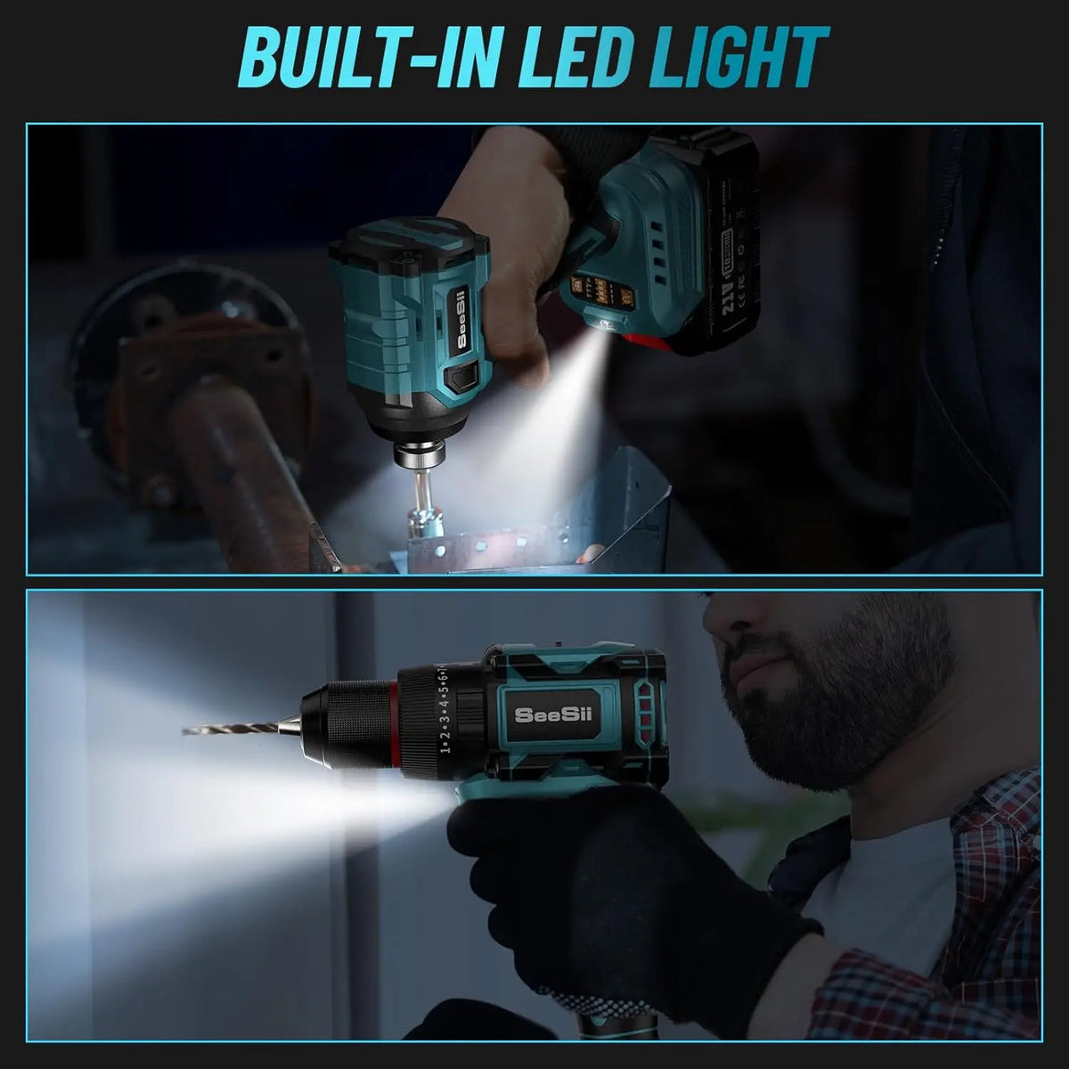 Seesii Brushless Cordless Drill And Impact Driver Kit