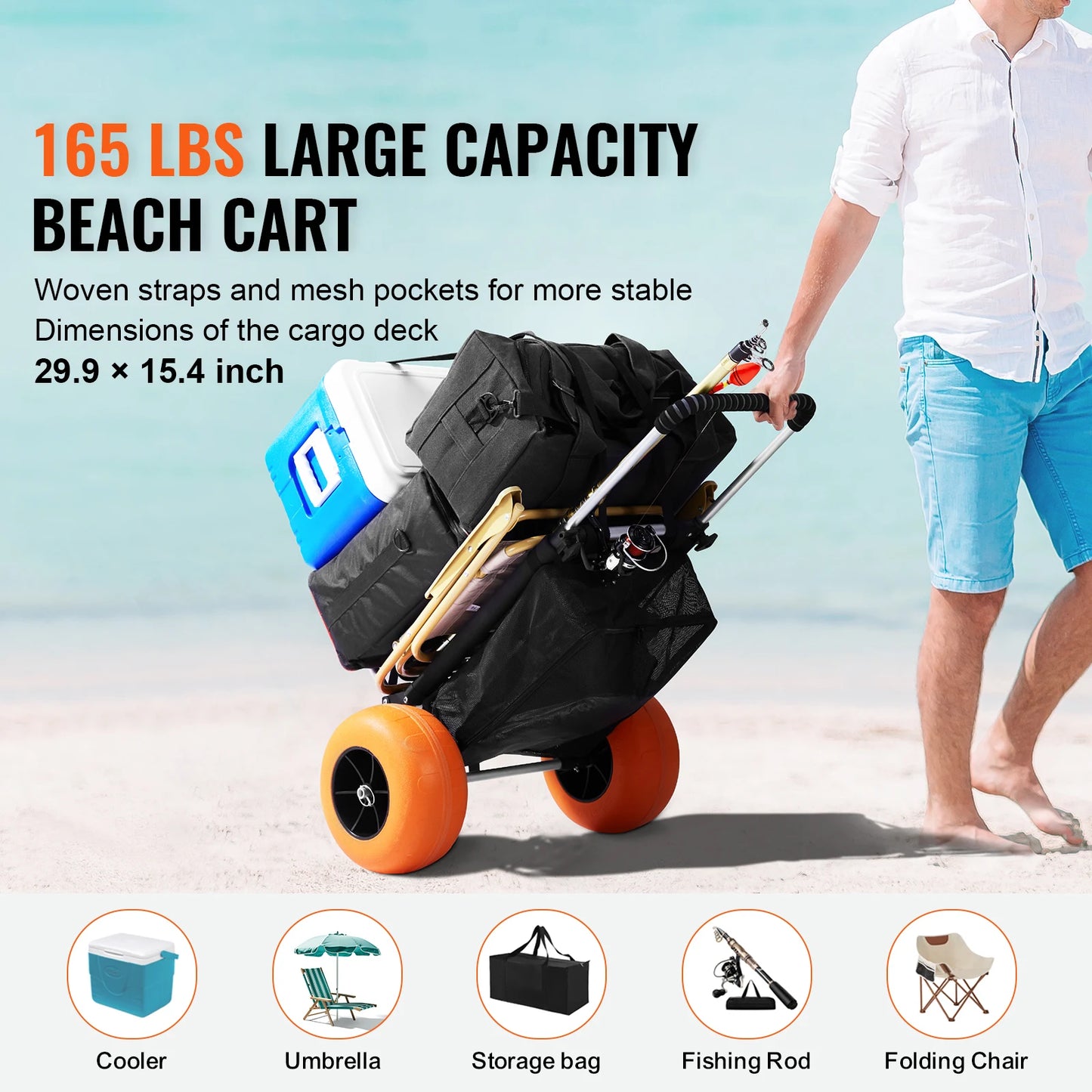 SucceBuy Adjustable Beach Folding Cart