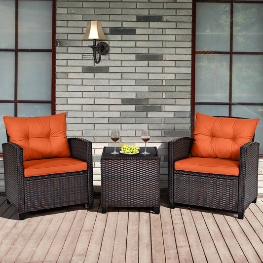 Homasis Outdoor Rattan Cushioned Conversation Set