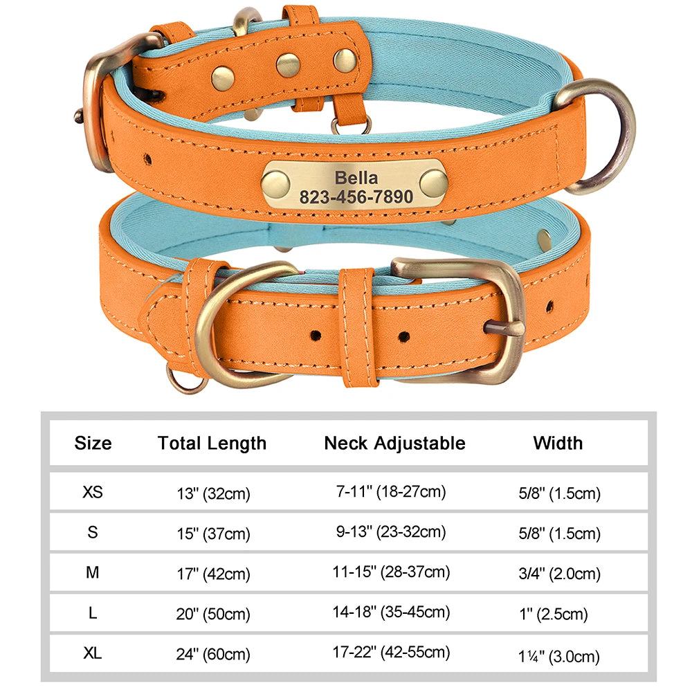 PET ARTIST Personalized Engraved Leather Dog Collar