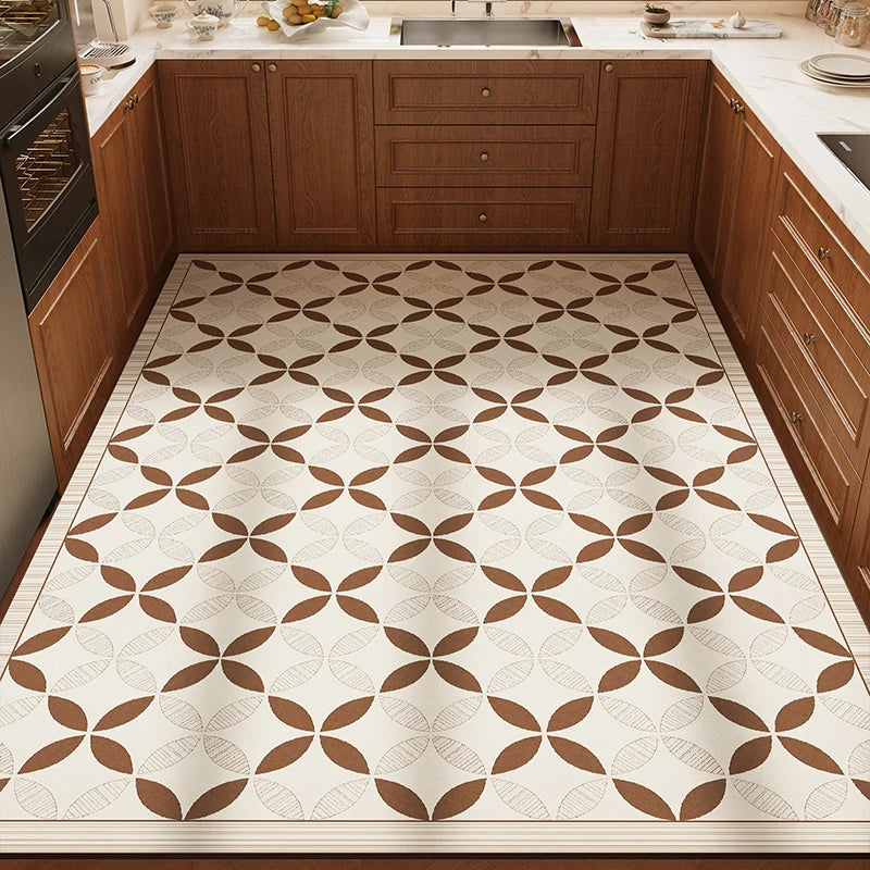 Rug for Kitchen Waterproof Anti-slip Carpet Large-size PVC Leather Oil-proof Stain-resistant Foot Mat American Retro Floor Mats