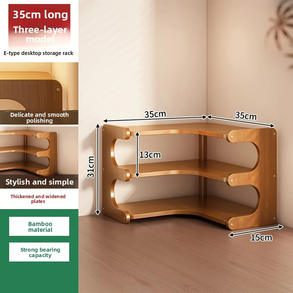 Three-Tier Bamboo Corner Shelf for Plants and Books