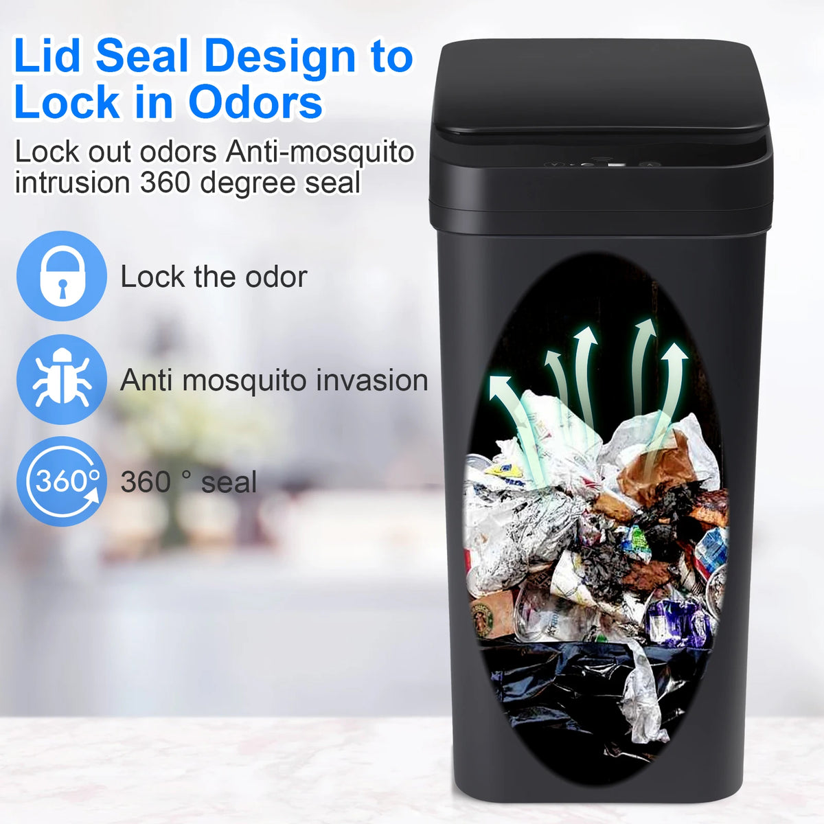 Two Pack Touchless Motion Sensor Trash Cans Slim Design