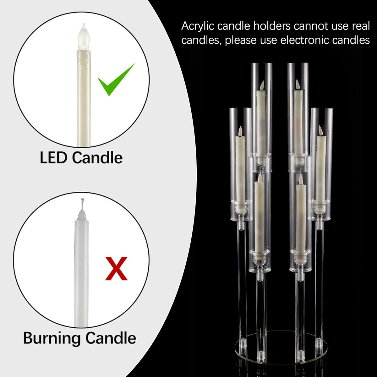Vincigant 6 Arm Acrylic Candelabra Candle Holder