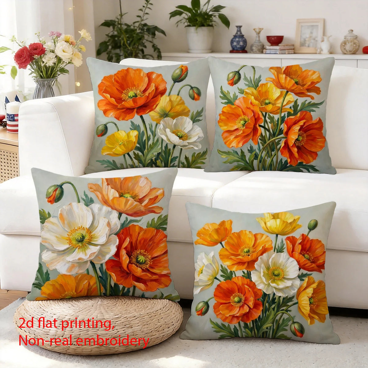 Floral Print Decorative Pillow Covers Set