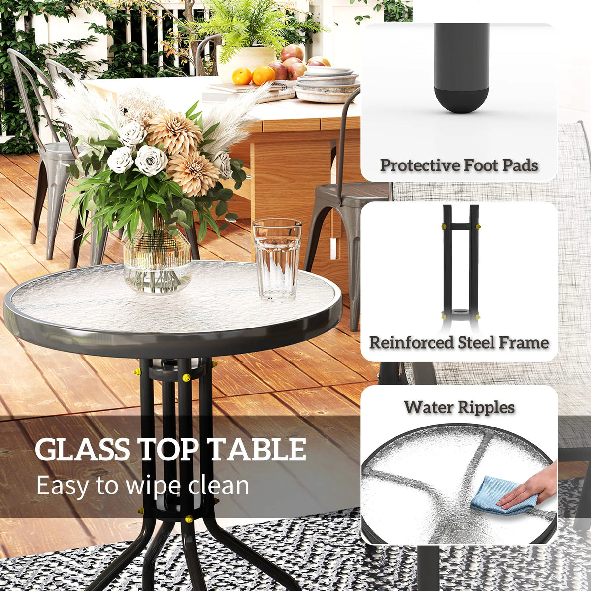 Outsunny Outdoor Metal Bistro Set With Stackable Chairs