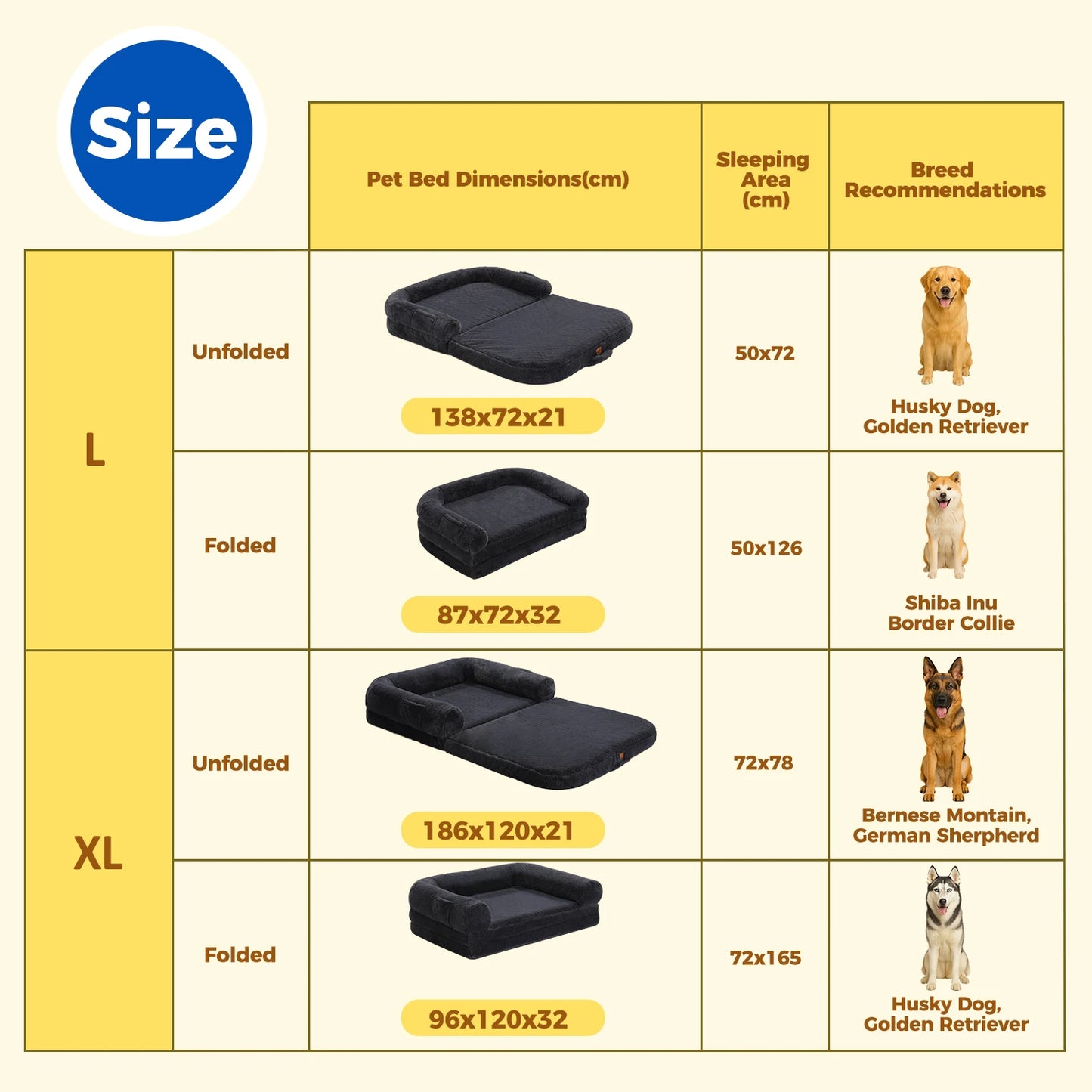 PAWZ Road Foldable Plush Dog Bed With Non Slip Base