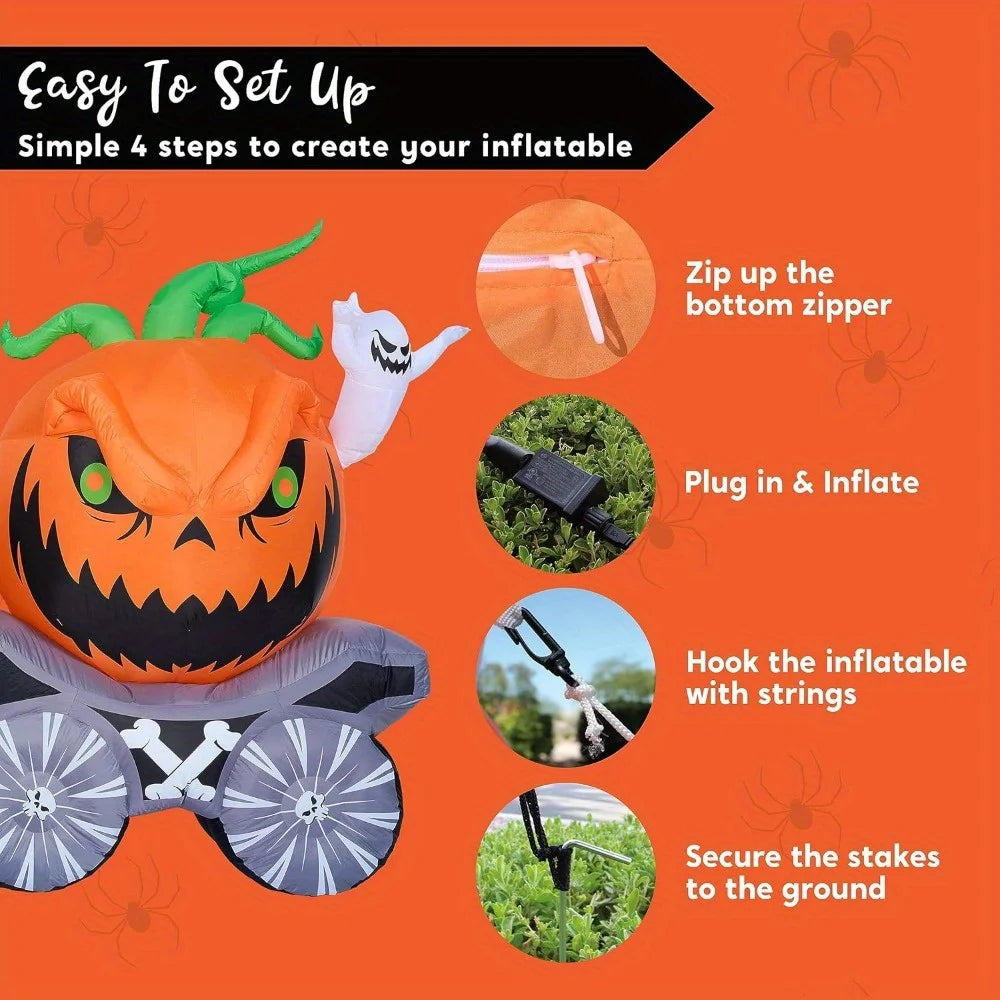 Halloween Inflatable Pumpkin Carriage With LED Lights