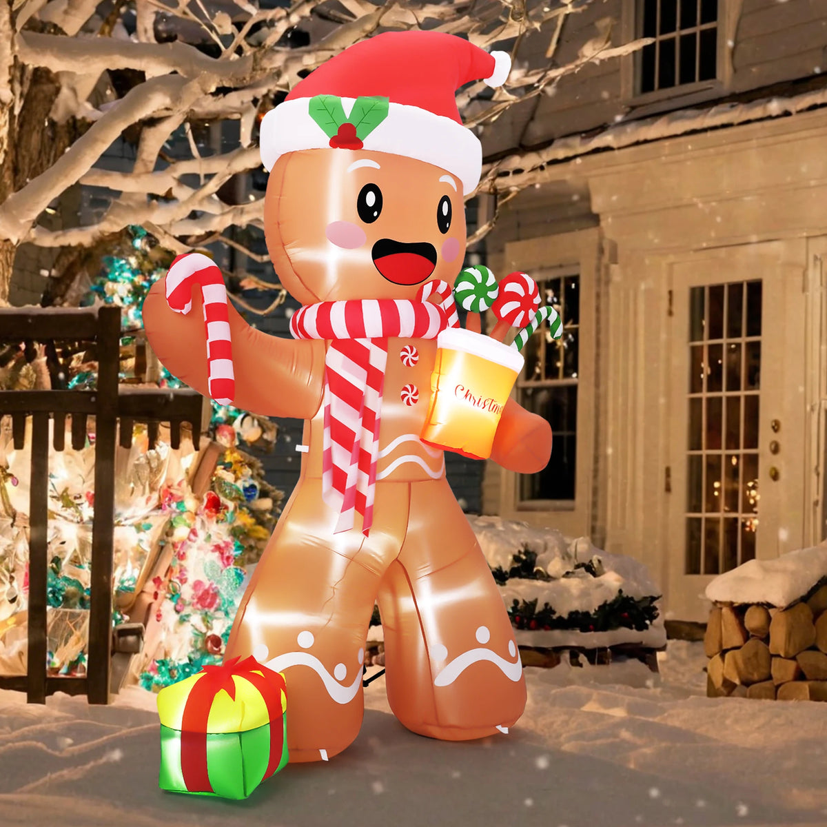 LED Inflatable Gingerbread Man Christmas Decoration