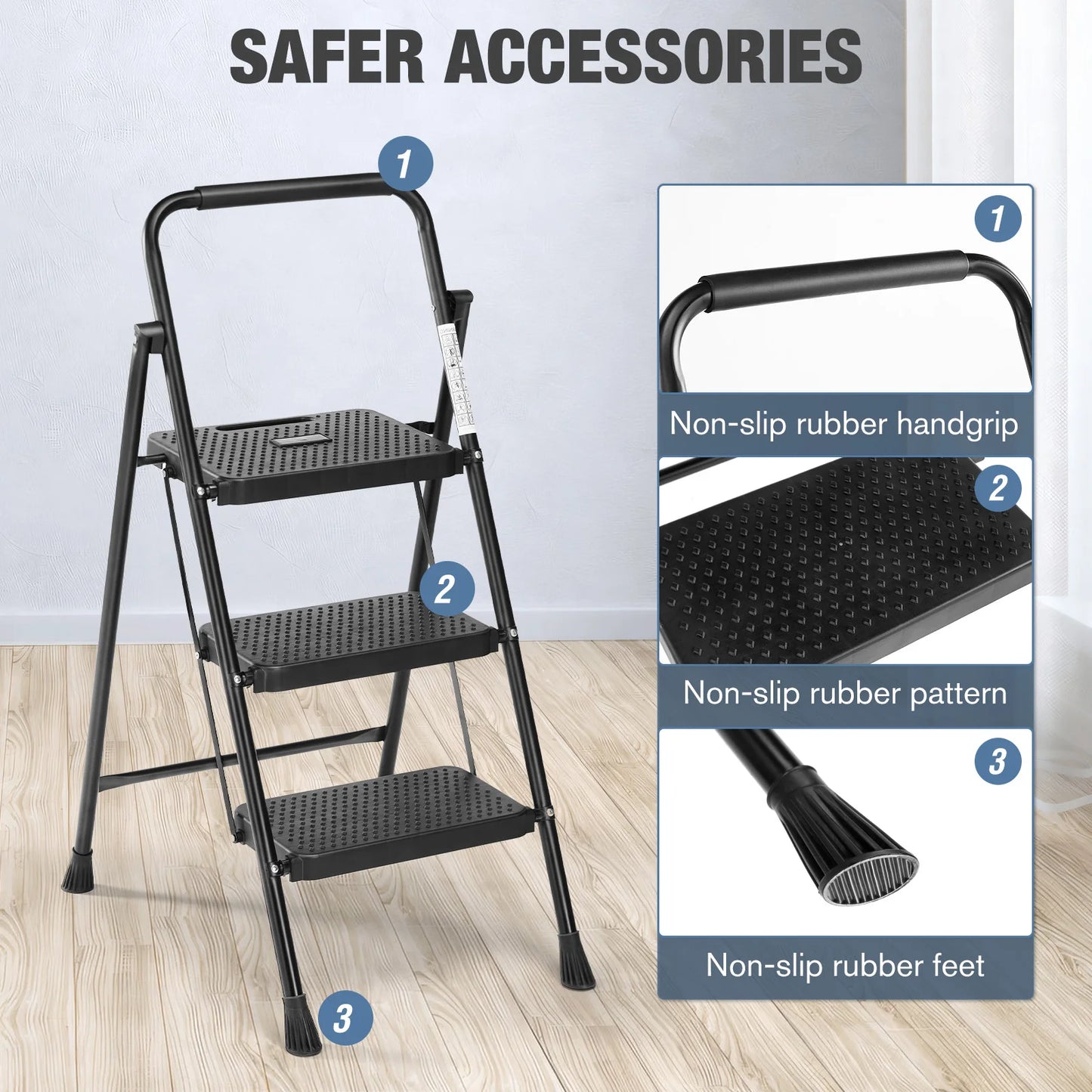 JHK Folding Step Stool With Cushioned Handle
