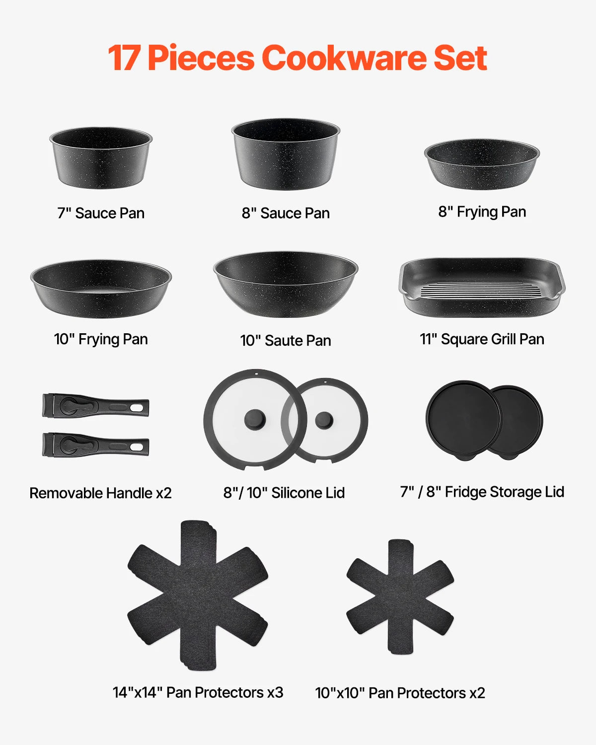 SucceBuy Nonstick Granite Cookware Set