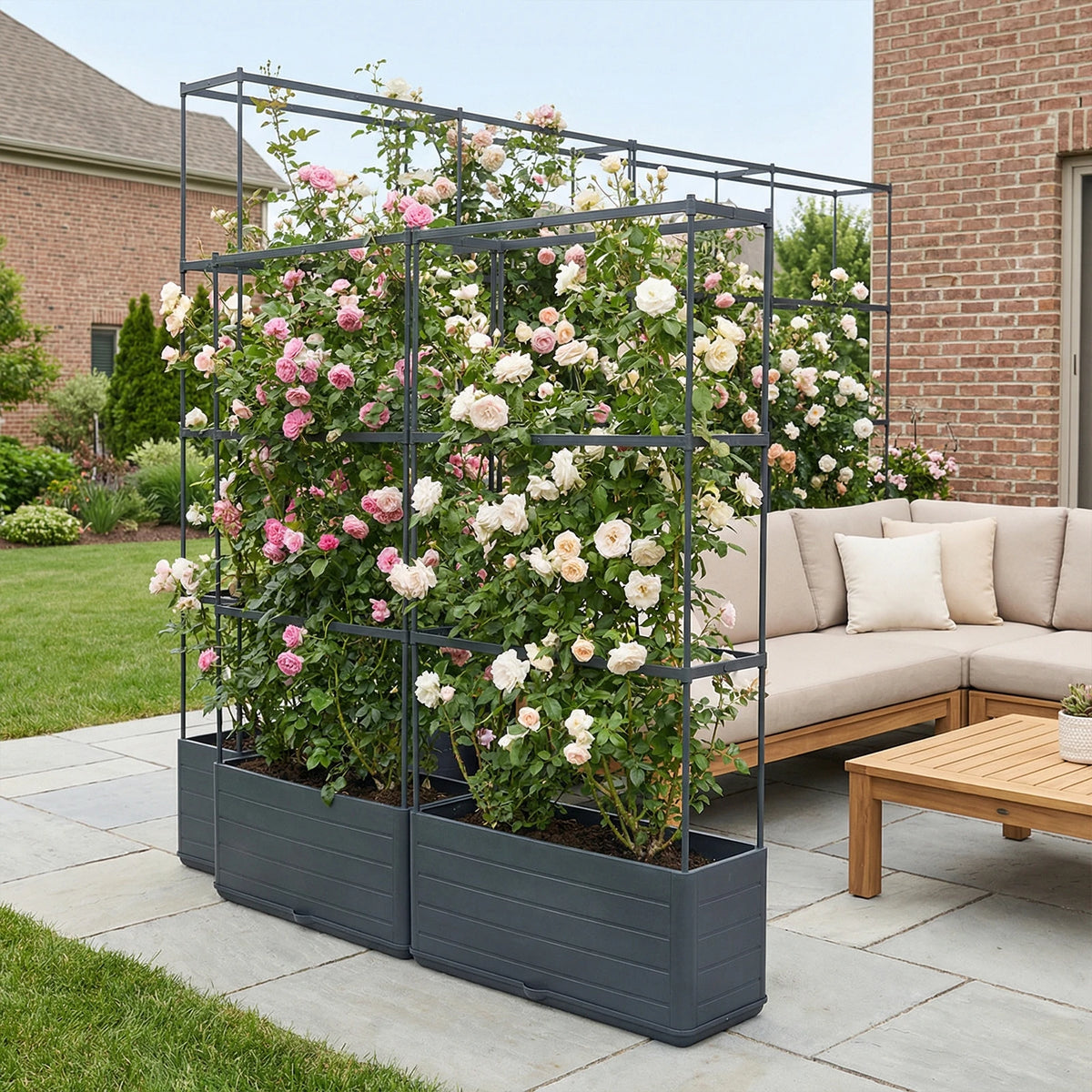 Raised Garden Bed Planter With Trellis Self Watering