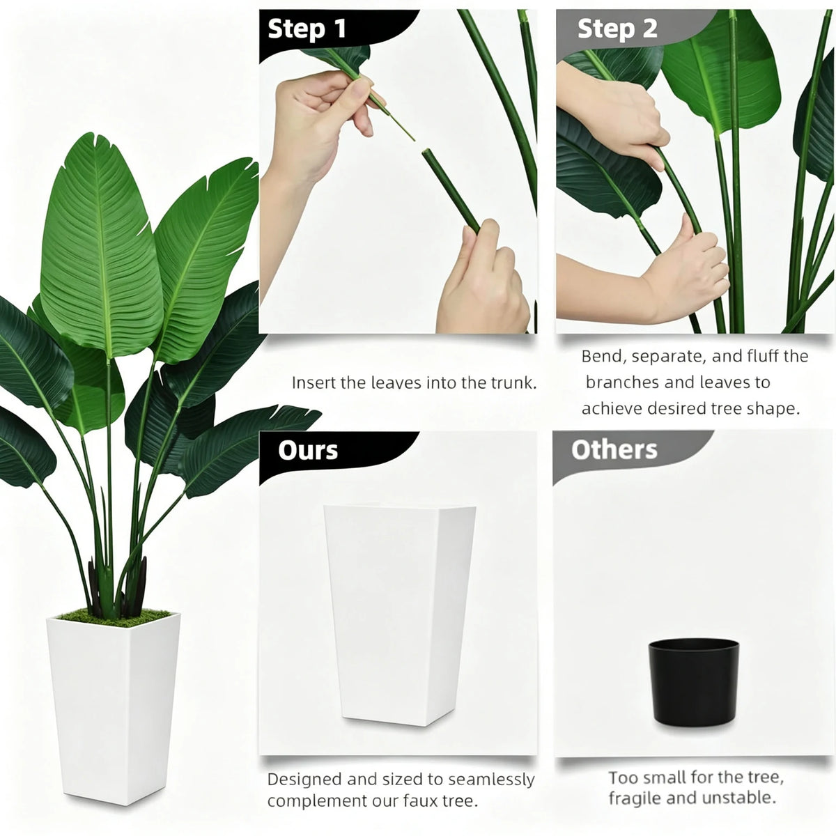 Bird Of Paradise Artificial Plant In Tall Planter