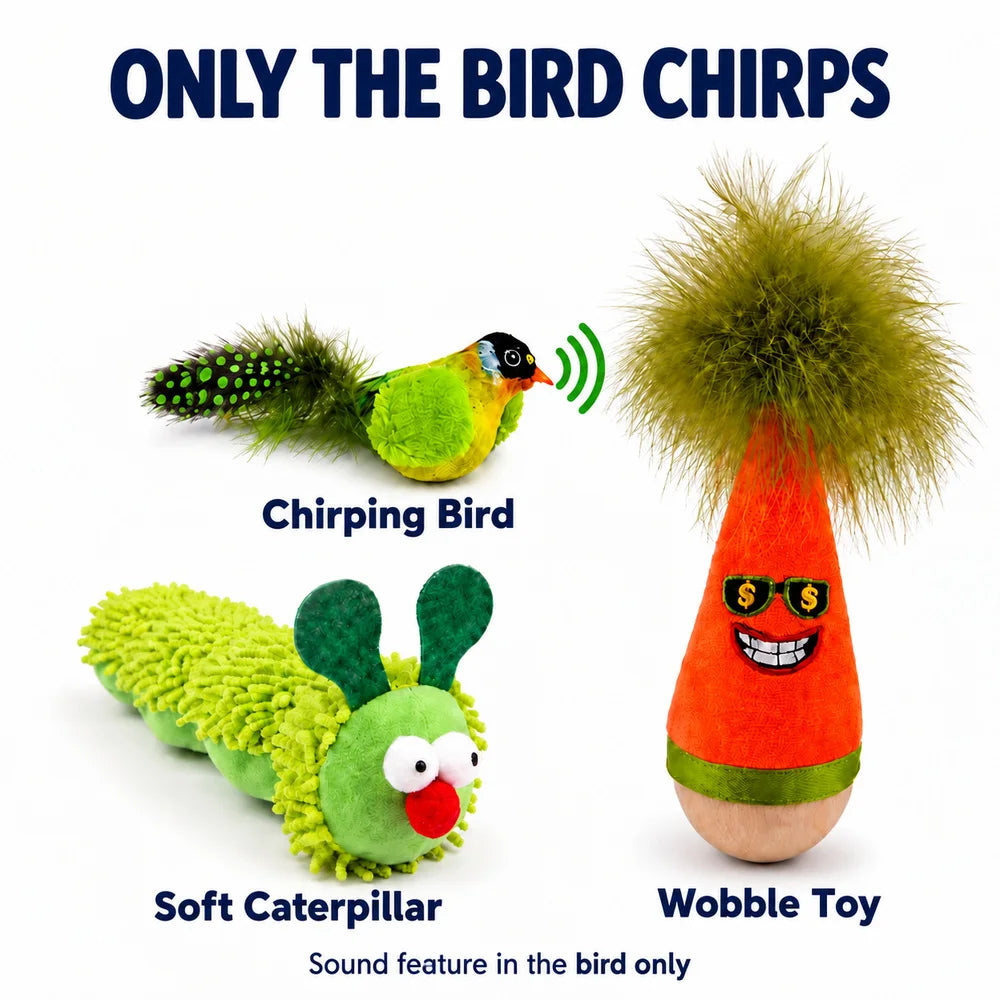 Zoe Interactive Cat Toy Set With Chirping Bird
