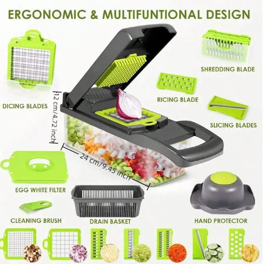 16 Function Vegetable Chopper With Stainless Blades