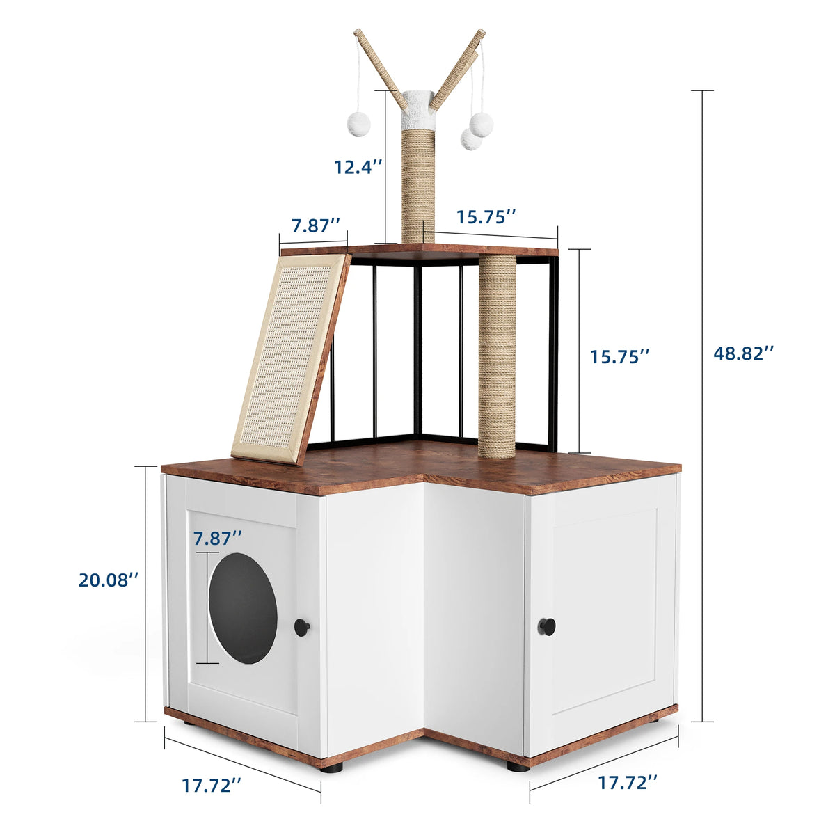 Amkui L-Shaped Cat House With Litter Box Enclosure