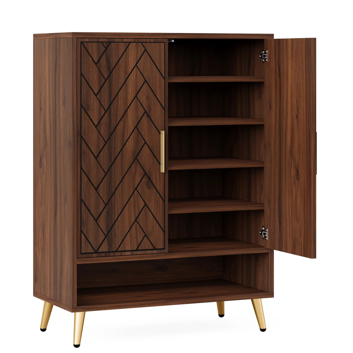 Tribesigns Wooden Shoe Cabinet With Adjustable Shelves