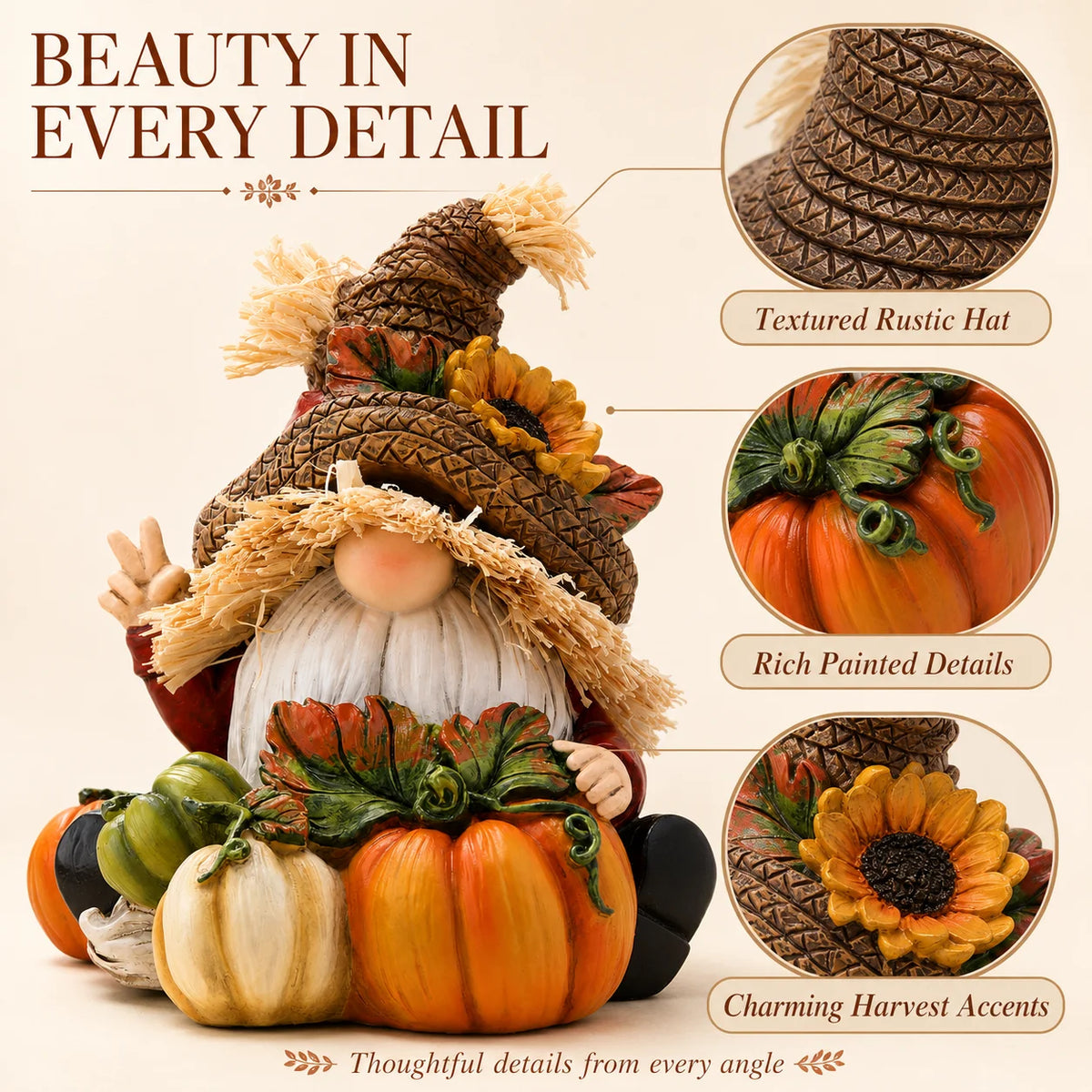 Hodao Fall Scarecrow Gnome Figurine