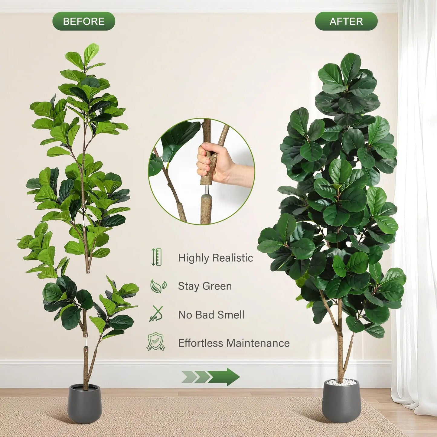 Artificial Fiddle Leaf Fig Tree With 141 Leaves