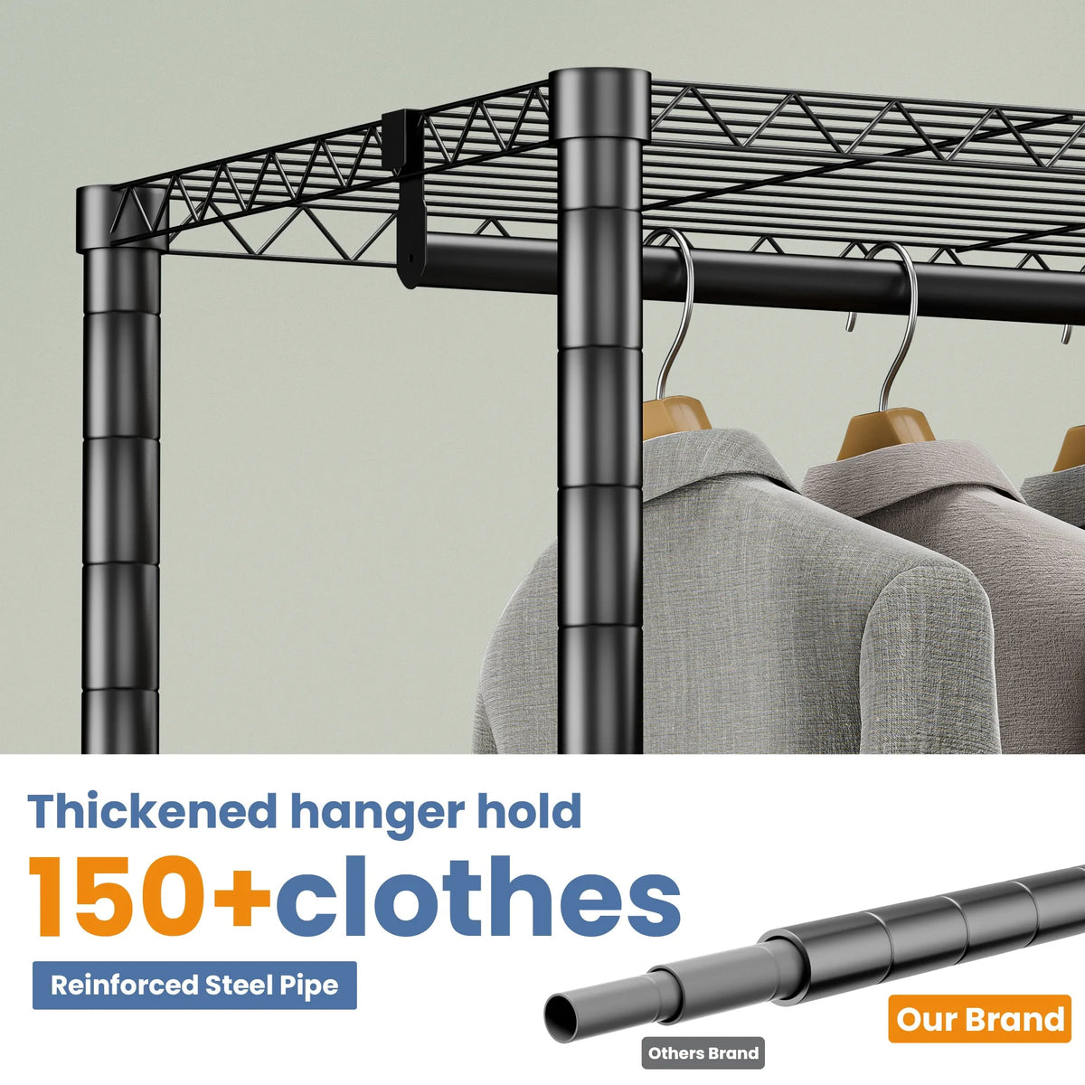 Portable Metal Clothes Rack Storage Organizer Hanging Rod
