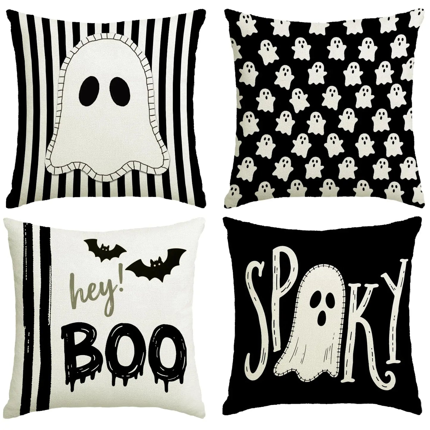 Halloween Ghost Bat Striped Sofa Pillow Covers