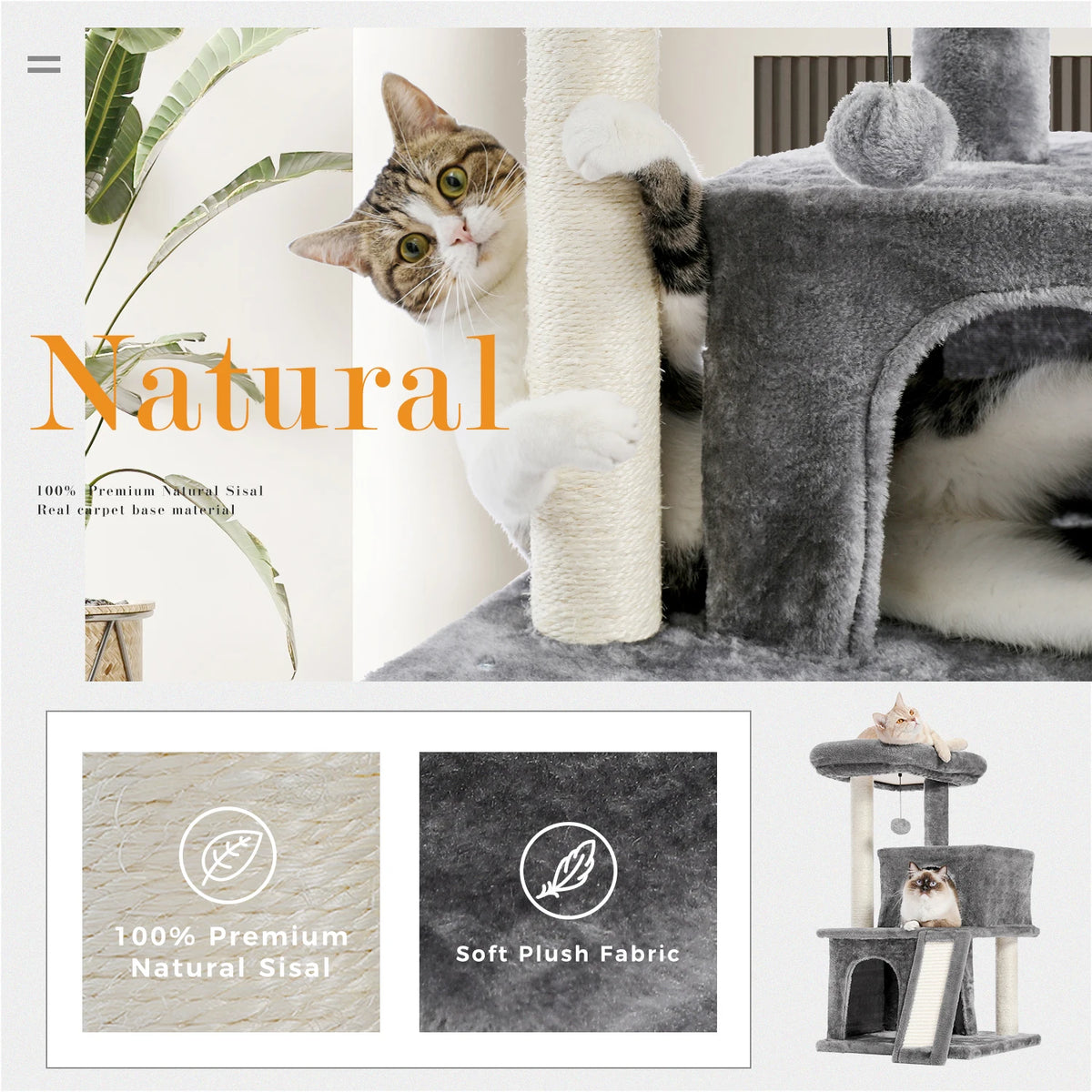 PAWZ Road 4 Tier Cat Tower With Sisal Scratcher