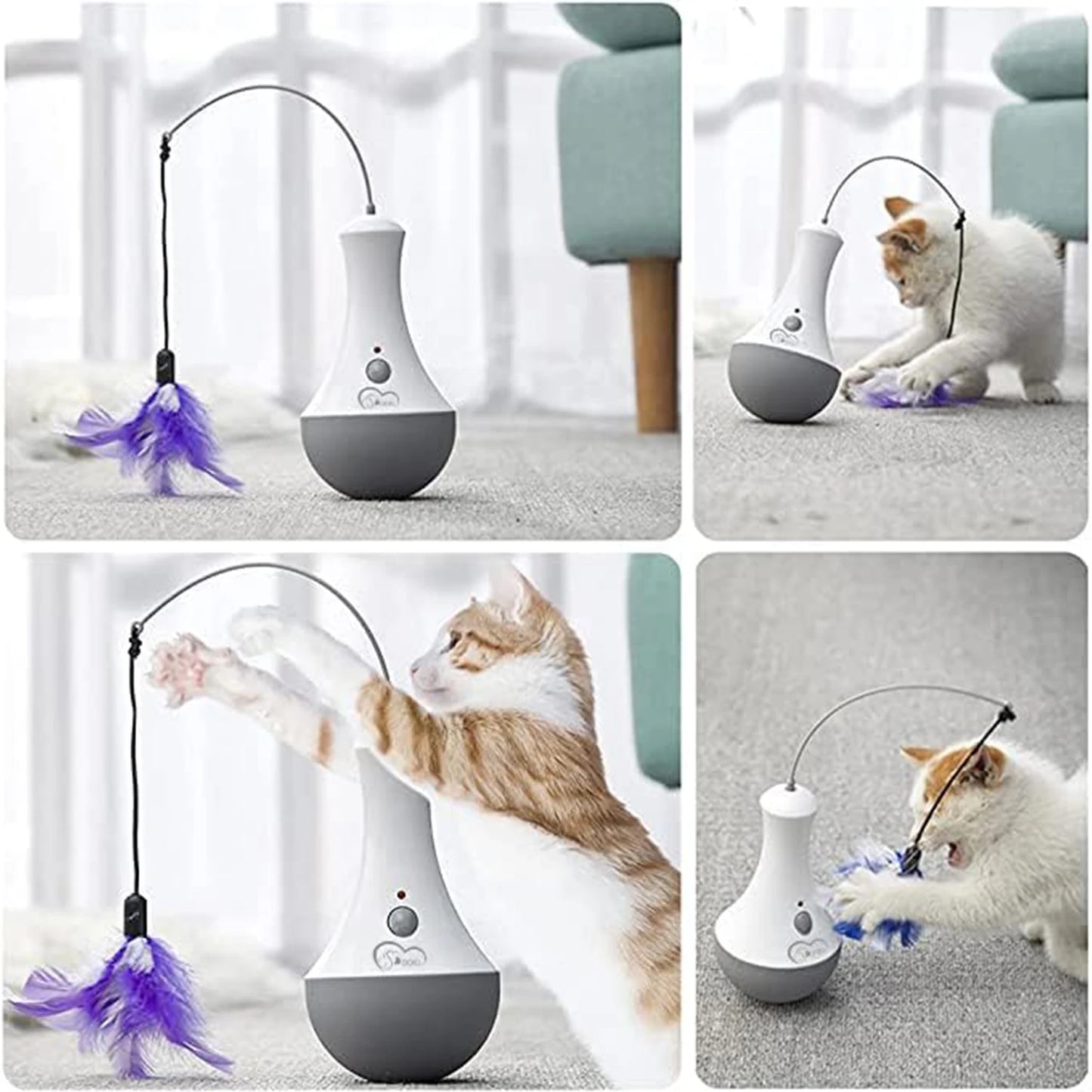Automatic Interactive Feather Cat Toy With Rotation