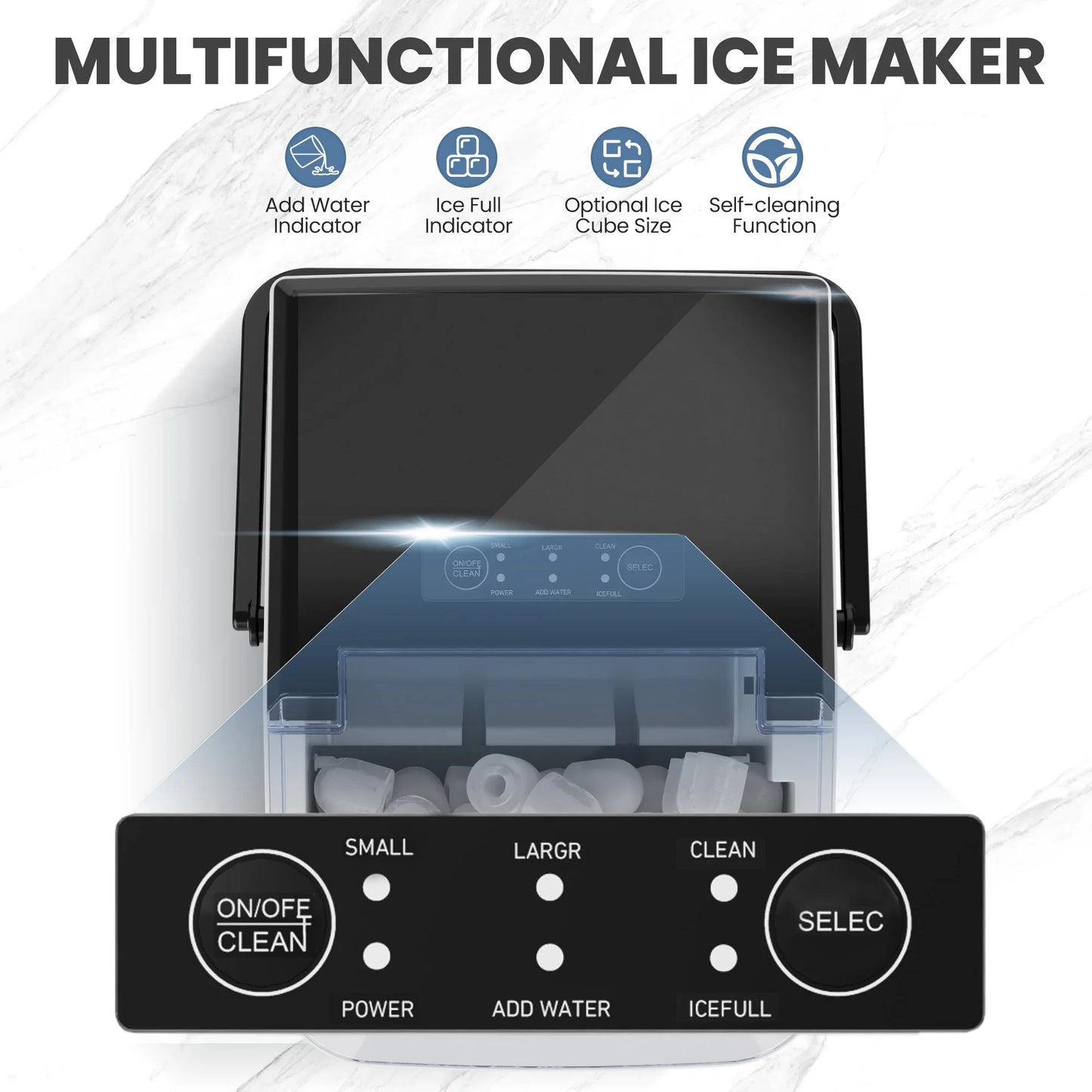 Compact Countertop Ice Maker With Self Cleaning Design