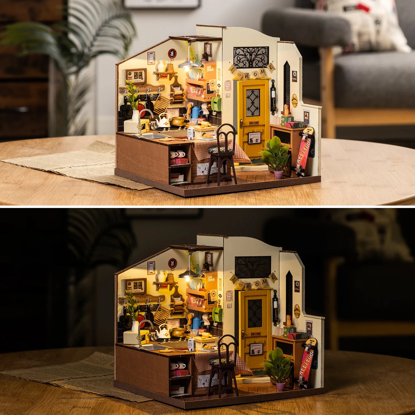 Rolife Cozy Kitchen DIY Wooden Miniature House Kit