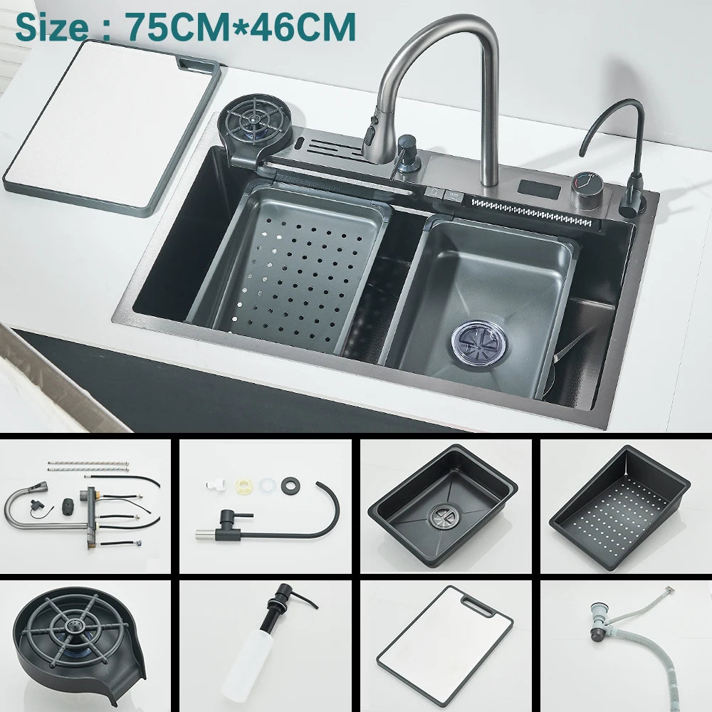 304 Stainless Steel Kitchen Waterfall Sink Undermount