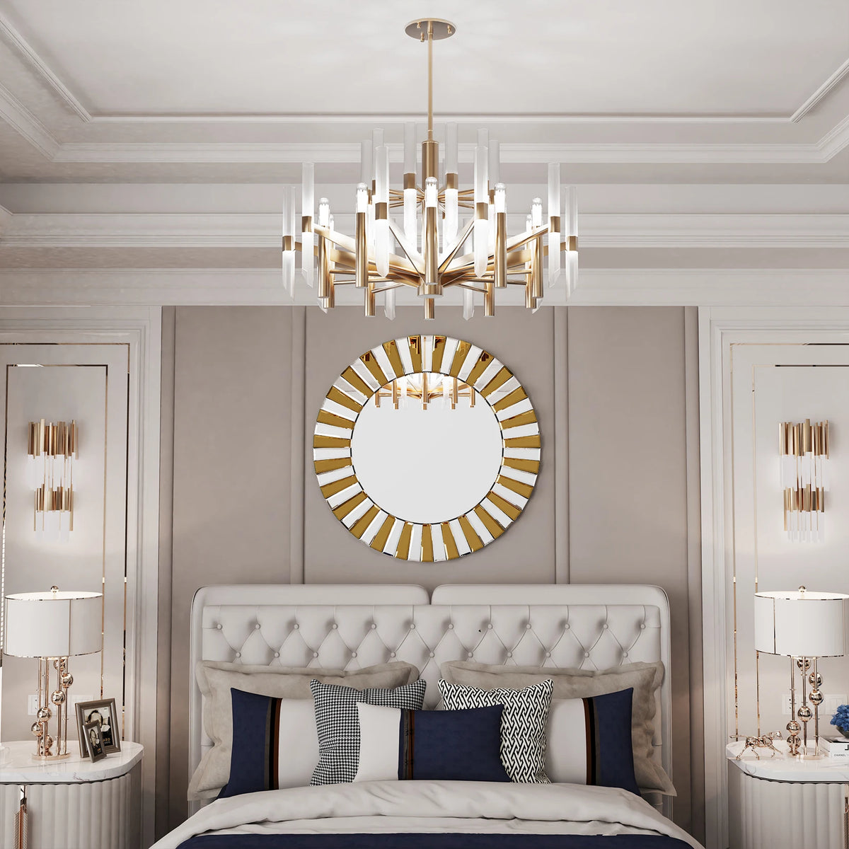 Round Starburst Decorative Wall Mirror for Home Decor