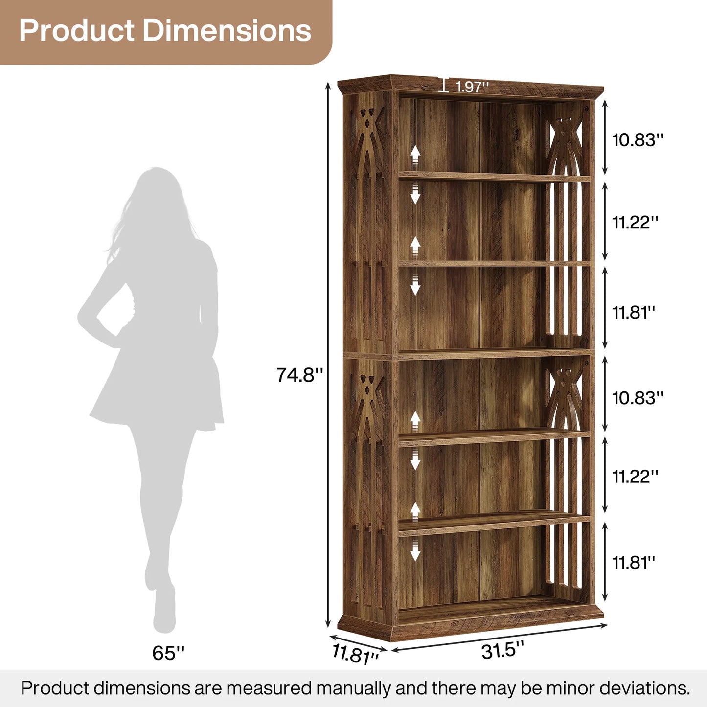 Tribesigns Six Tier Wooden Bookcase Freestanding Organizer