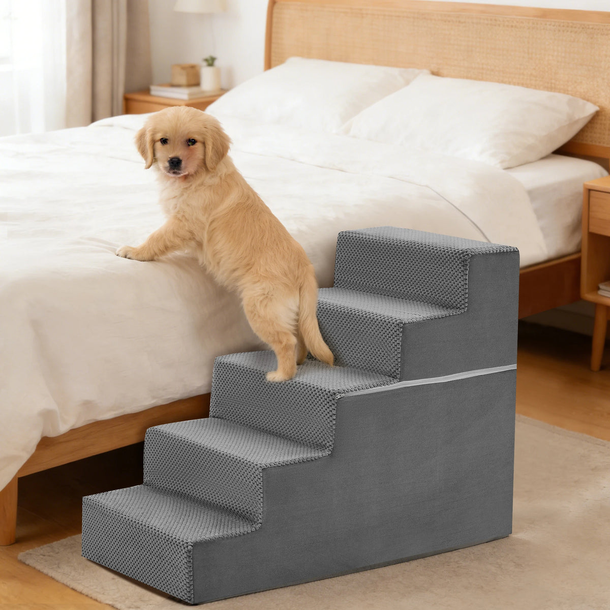 JHK Curved Foam Dog Stairs And Safety Ramp
