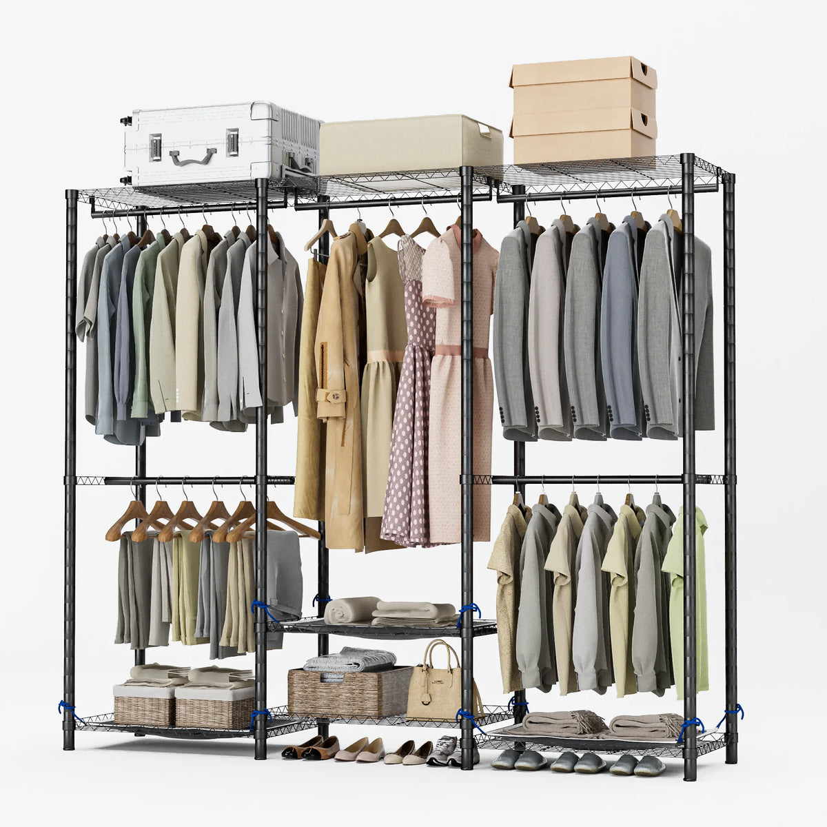 Portable Metal Clothes Rack Storage Organizer Hanging Rod