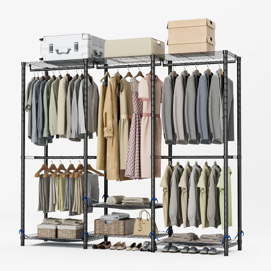 Portable Metal Clothes Rack Storage Organizer Hanging Rod