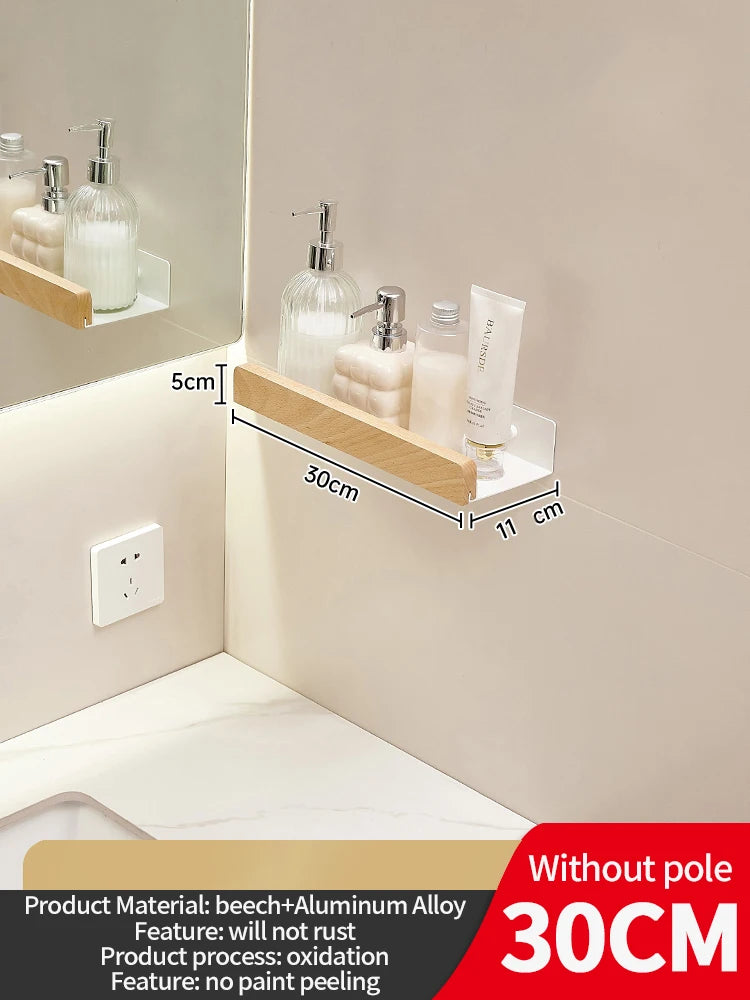 YUNJIEYA Aluminum Wall Mounted Bathroom Storage Shelf