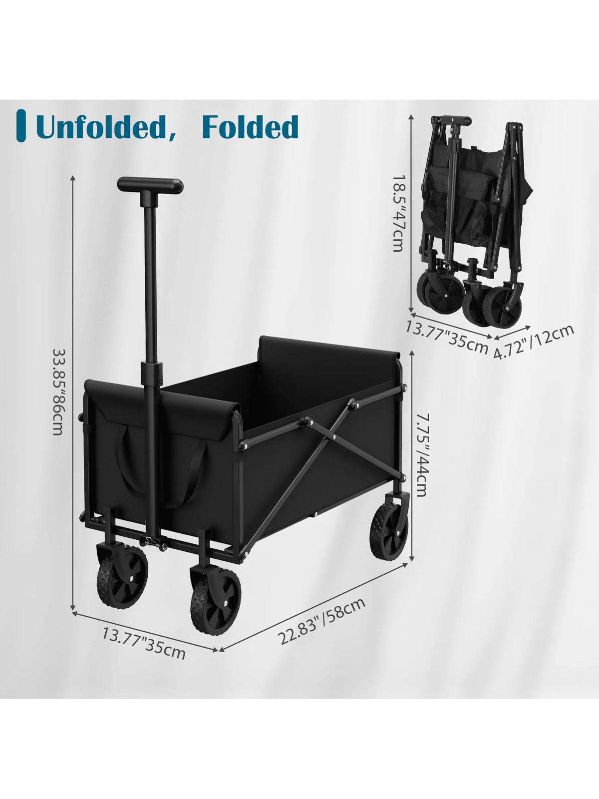 Heavy Duty Folding Garden Wagon With Adjustable Handle