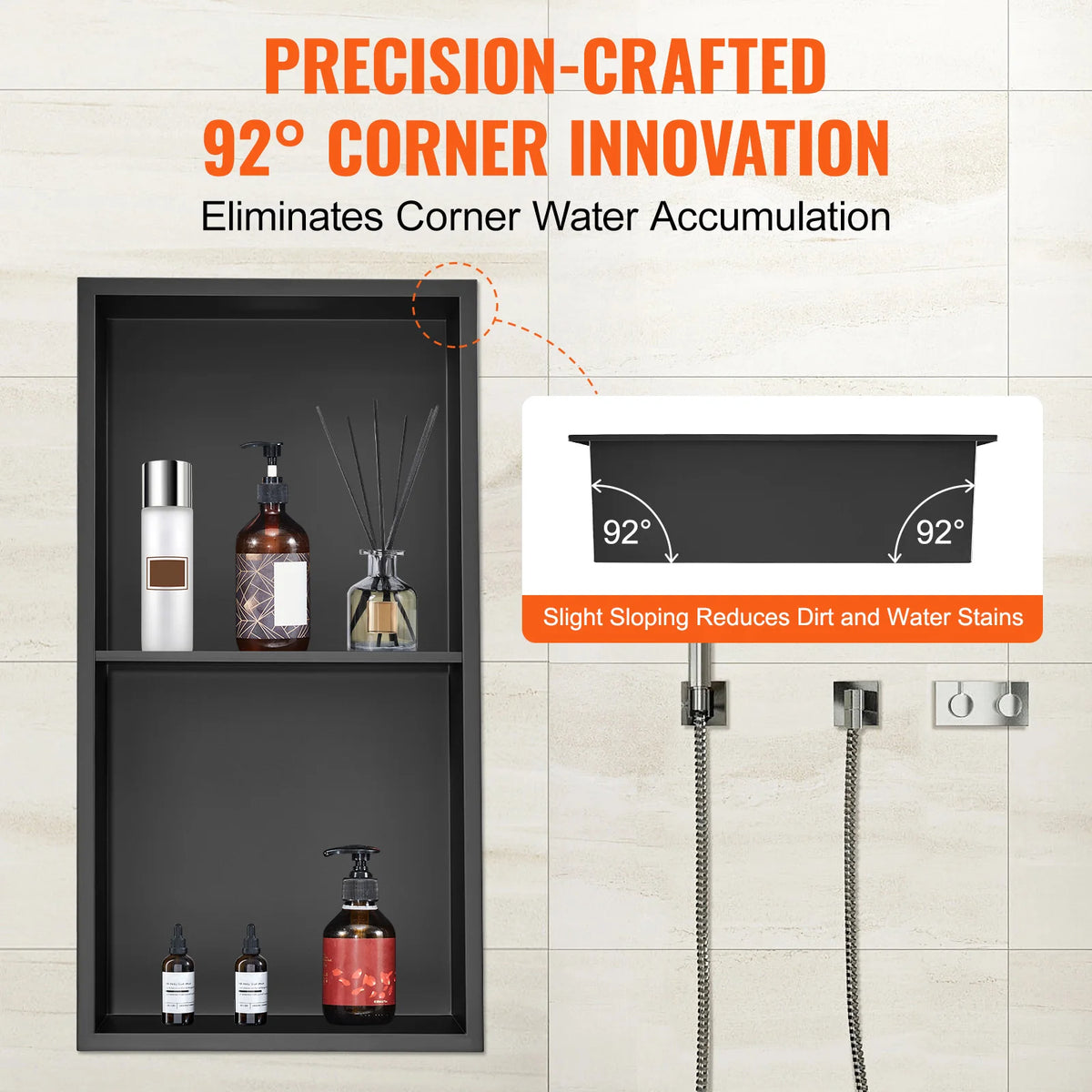 SucceBuy Stainless Steel Recessed Shower Niche