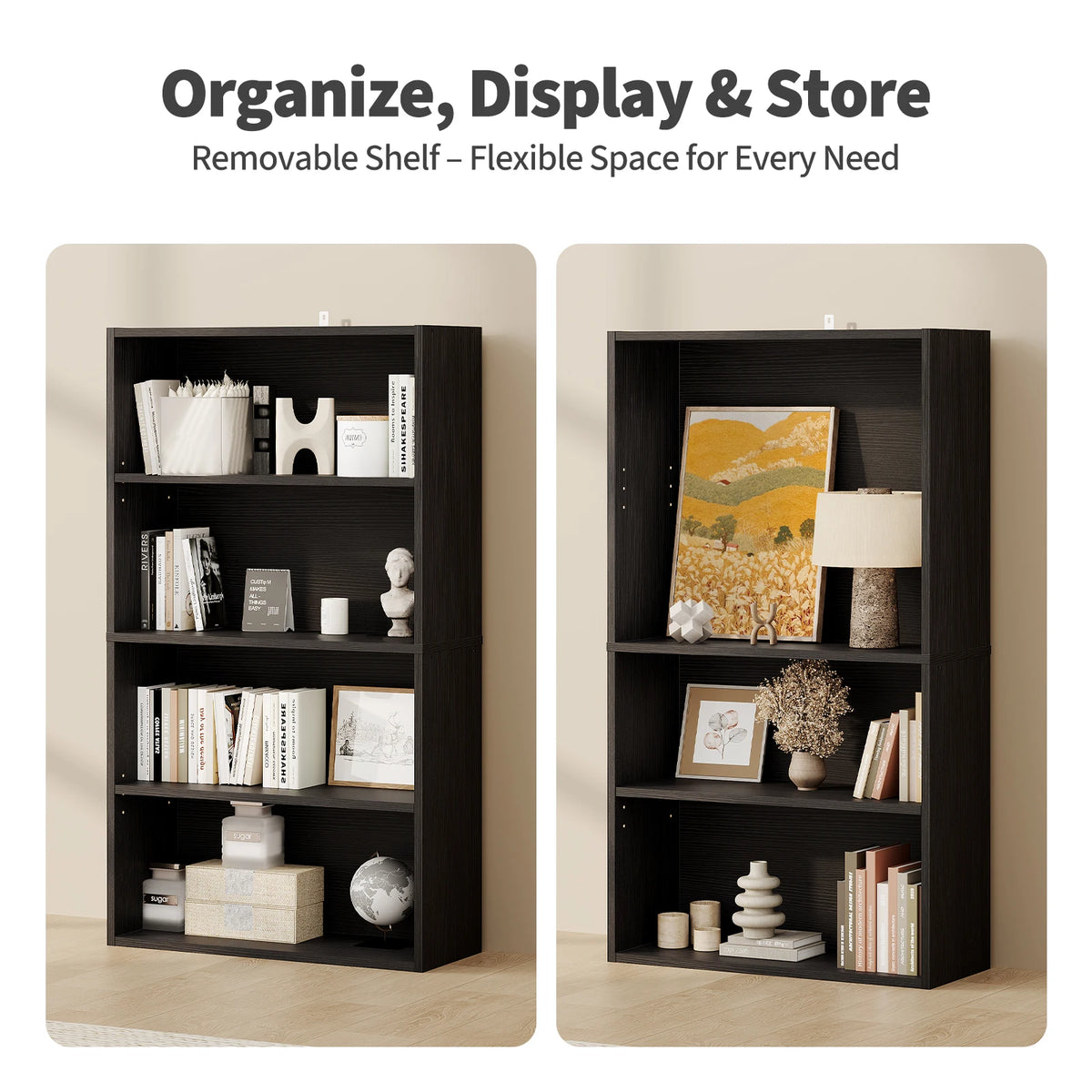 JHK Modern Wooden Open Bookcase