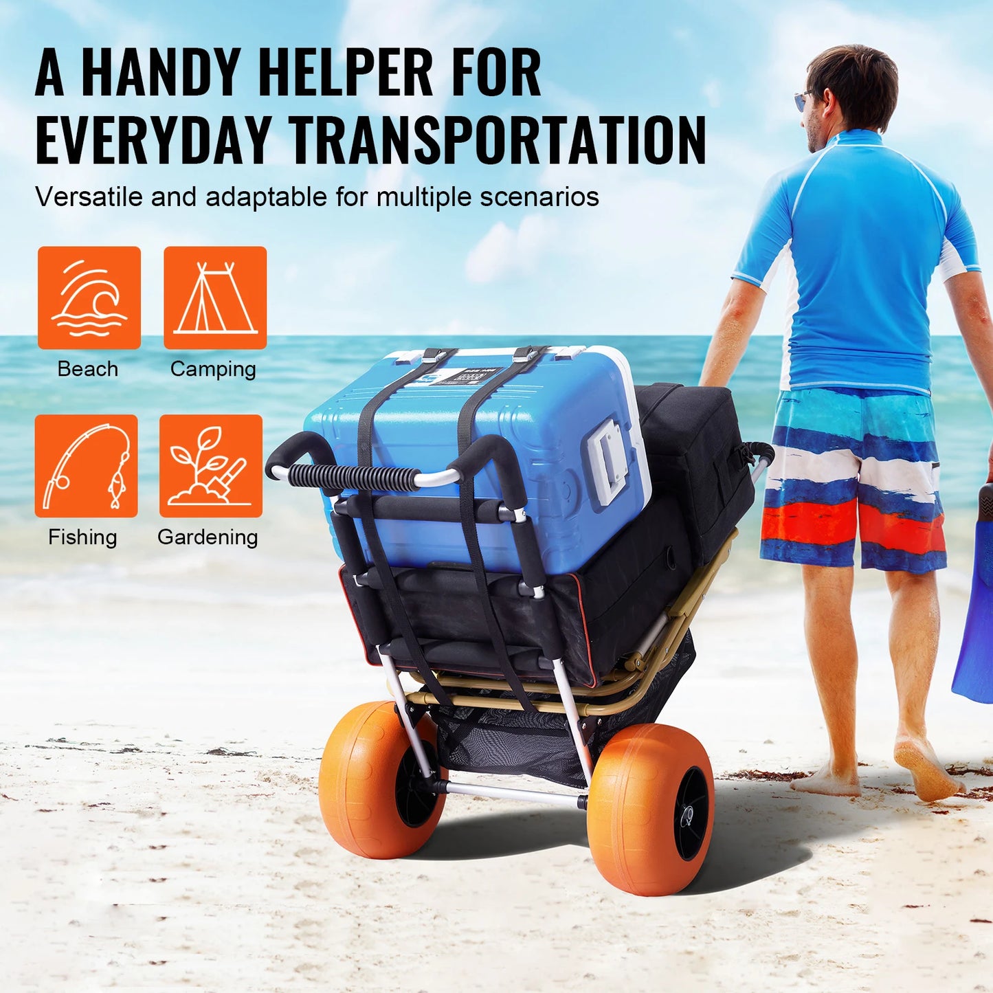 SucceBuy Adjustable Beach Folding Cart